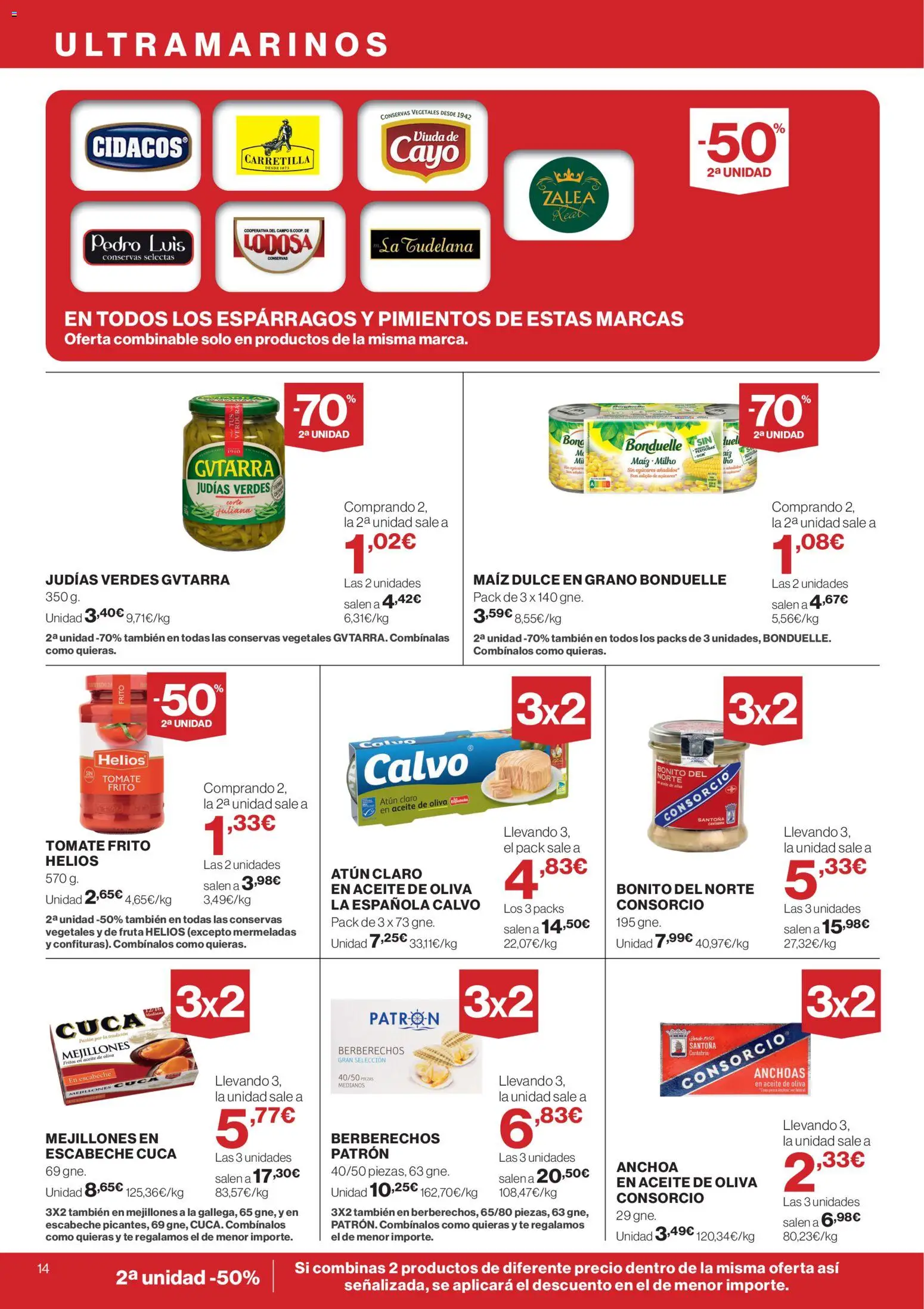 Supercor Canarias │ válido desde el 06.05.2026 | Página: 14 | Productos: Berberechos, Νερό καρύδας, Aceite de oliva, Atún claro