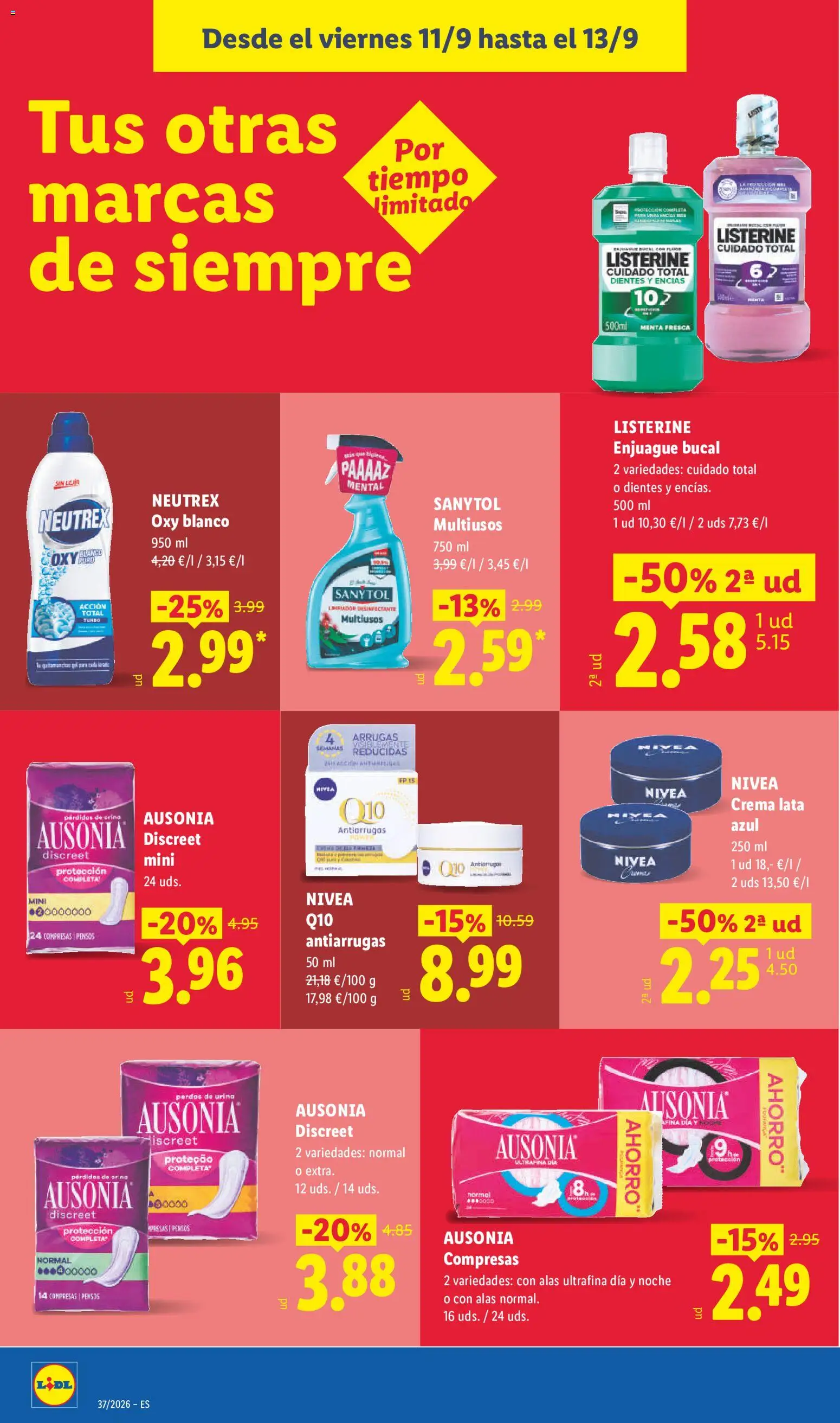Lidl folleto │ válido desde el 07/09/2026 | Página: 48 | Productos: Crema, Listerine, Crema de día, Compresas