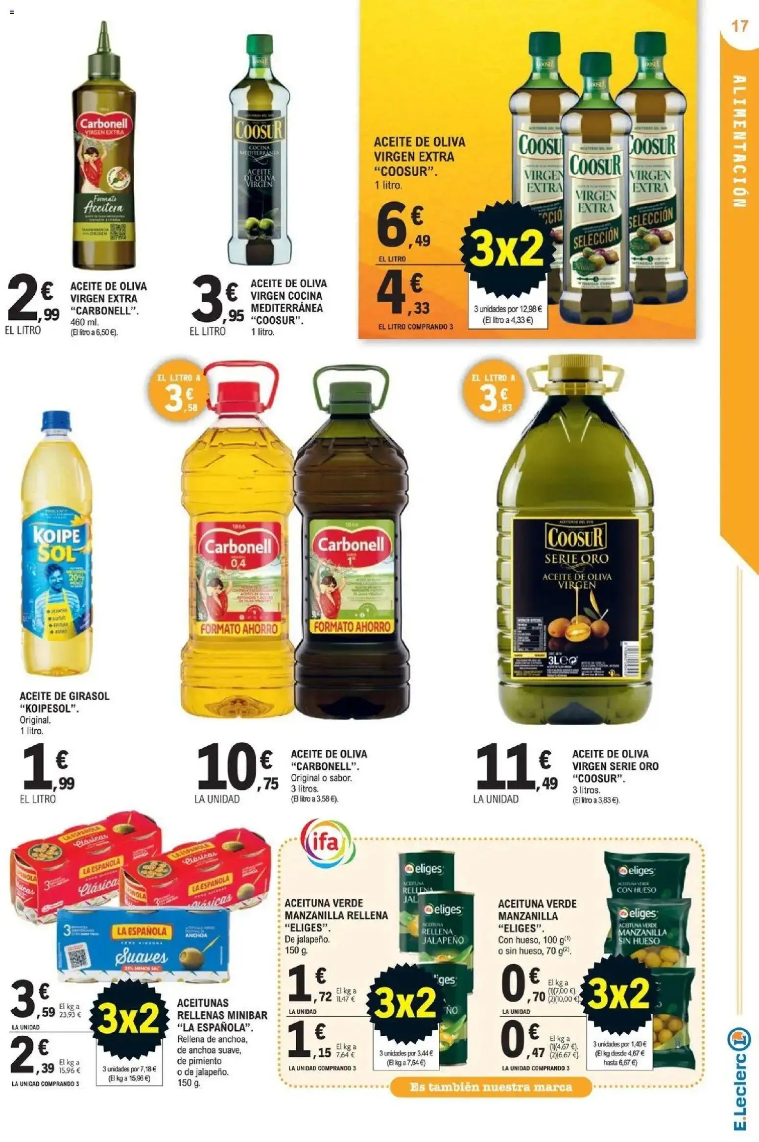 E.Leclerc Megames 3X2 21/10/2026 - 01/11/2026 | Página: 17 | Productos: Aceitunas, Aceite, Aceite de girasol, Cocina