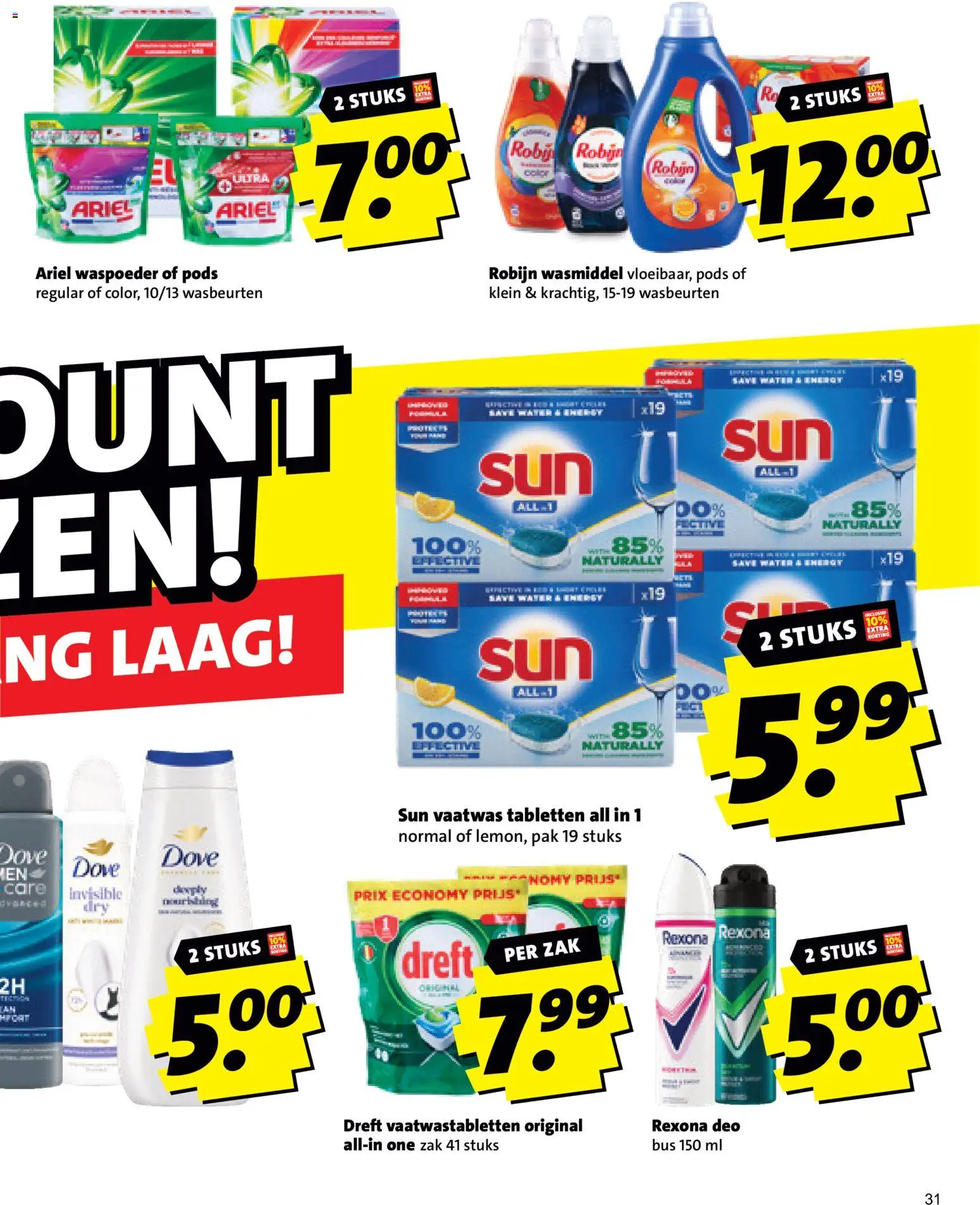 {H1} | Pagina: 31 | Producten: Wasmiddel, Vaatwas tabletten, Robijn, Vaatwastabletten