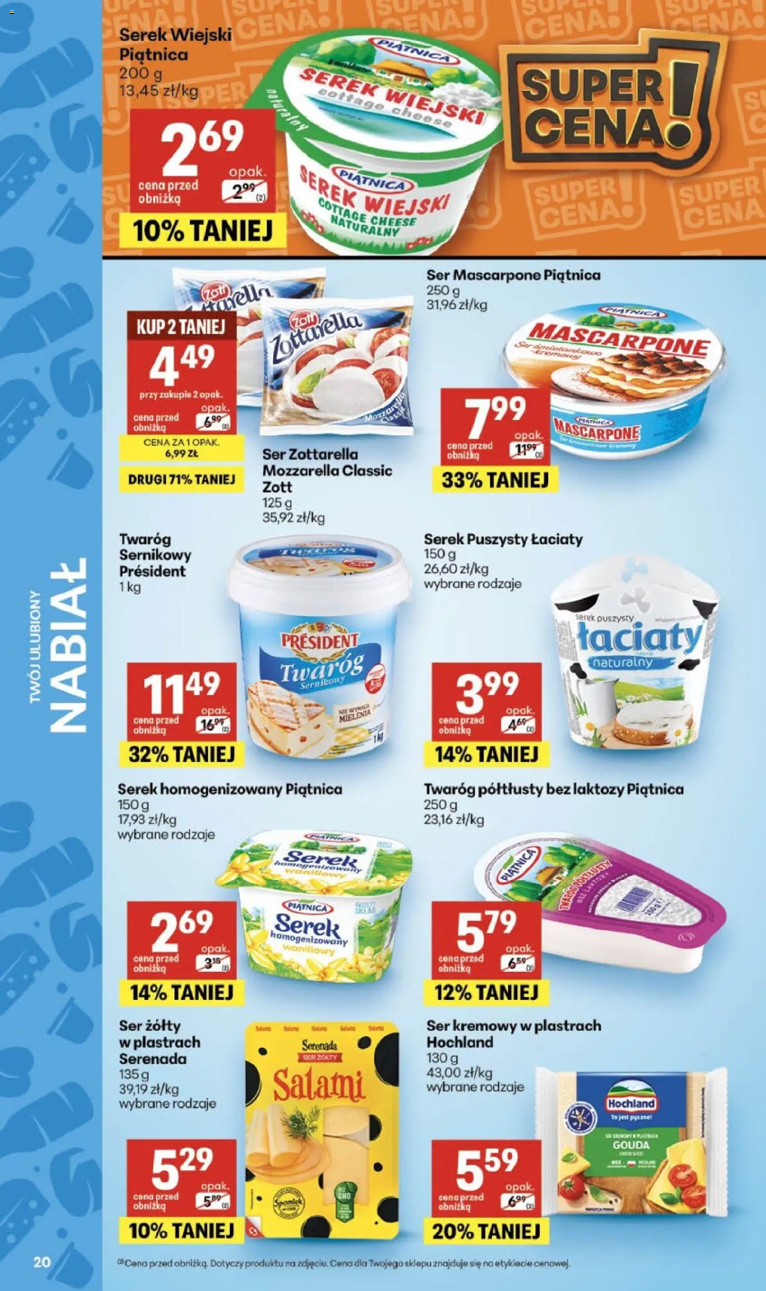Delikatesy Centrum gazetka od 22.10.2026 | Strona: 20 | Produkty: Ser żółty, Bez laktozy, Mascarpone, Mozzarella
