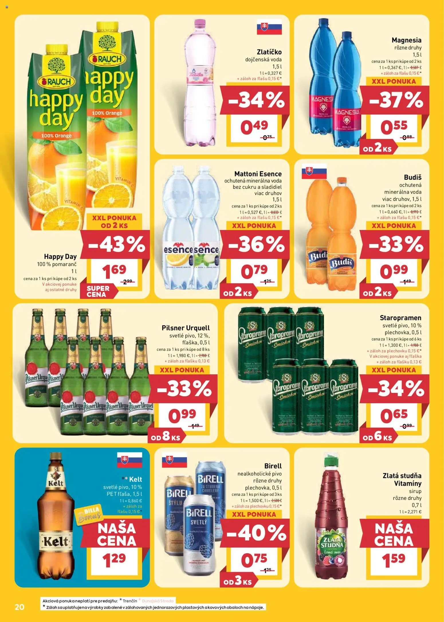 Nové Billa akcie – leták je platný od 15.07.2026 | Strana: 20 | Produkty: Birell, Kelt, Sirup, Nealkoholické pivo