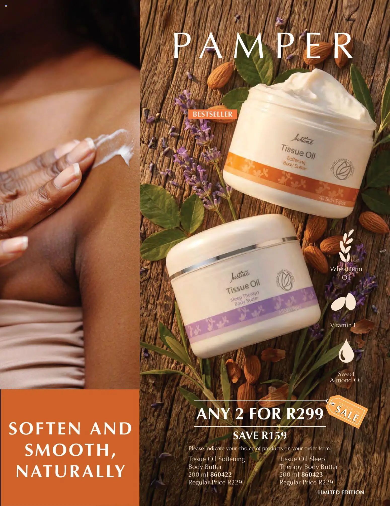 New Justine catalogue – valid from 15.05.2026 | Page: 8 | Products: Tissue oil, Body butter, Butter, Oil