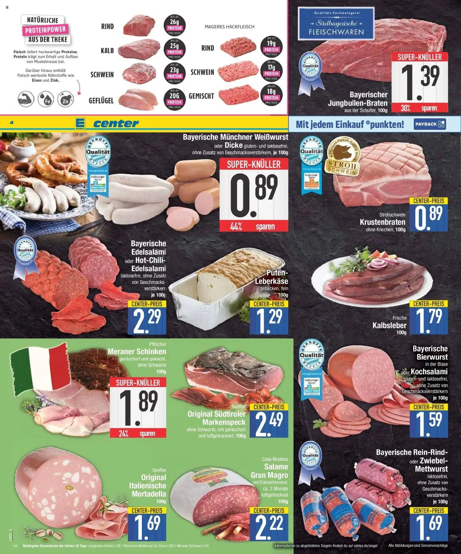 E center Prospekt Großmehring – gültig ab 27.07.2026 | Seite: 4 | Produkte: Theke, Weißwurst, Kalbsleber, Schinken