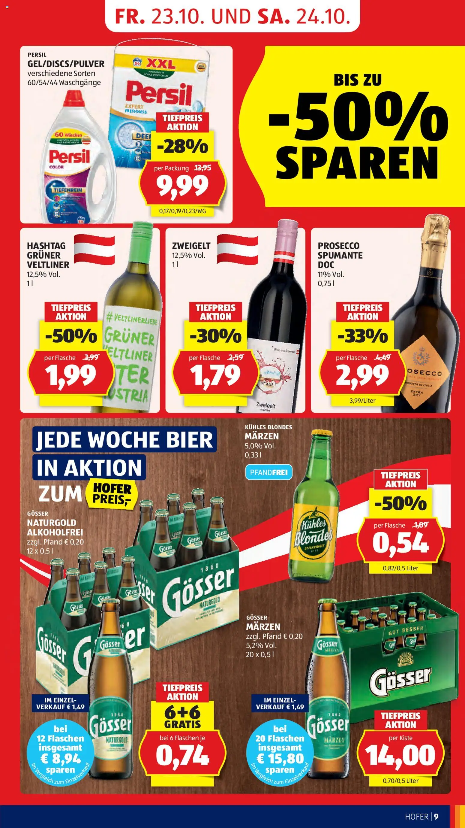 Hofer AT akciós ujság - amely érvényes a következő dátumtól: 2026.10.23. | Oldal: 17 | Termékek: Persil, Prosecco, Gösser