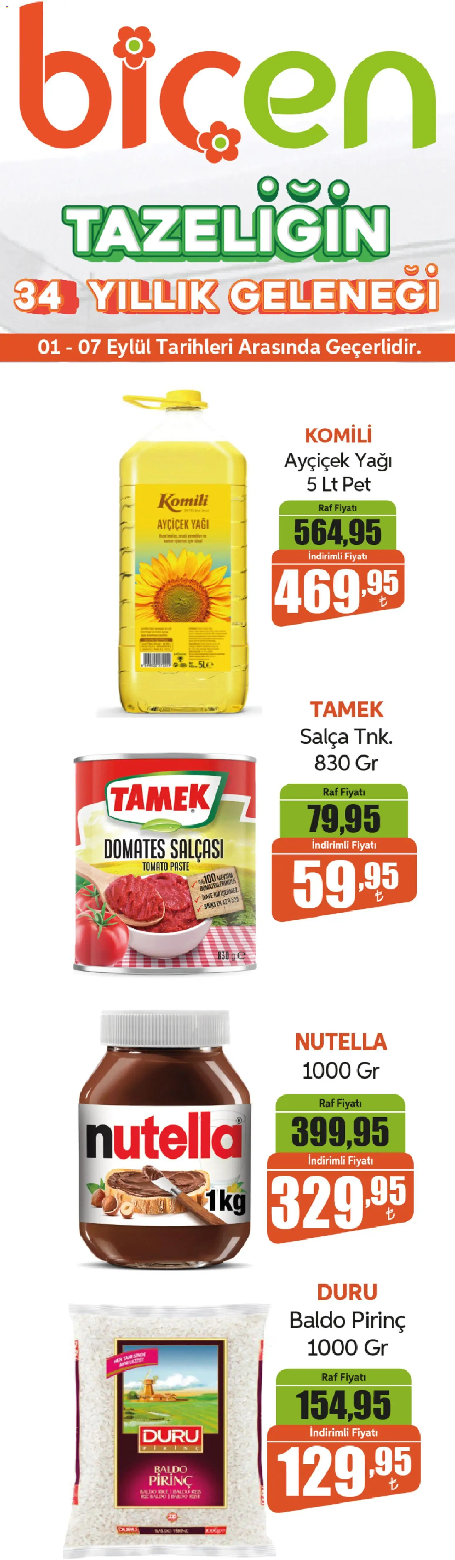 Biçen Market Katalog - 01 Eylül 2026 tarihinden itibaren geçerlidir | Sayfa: 2 | Ürünler: Raf, Domates, Pirinç, Tuz