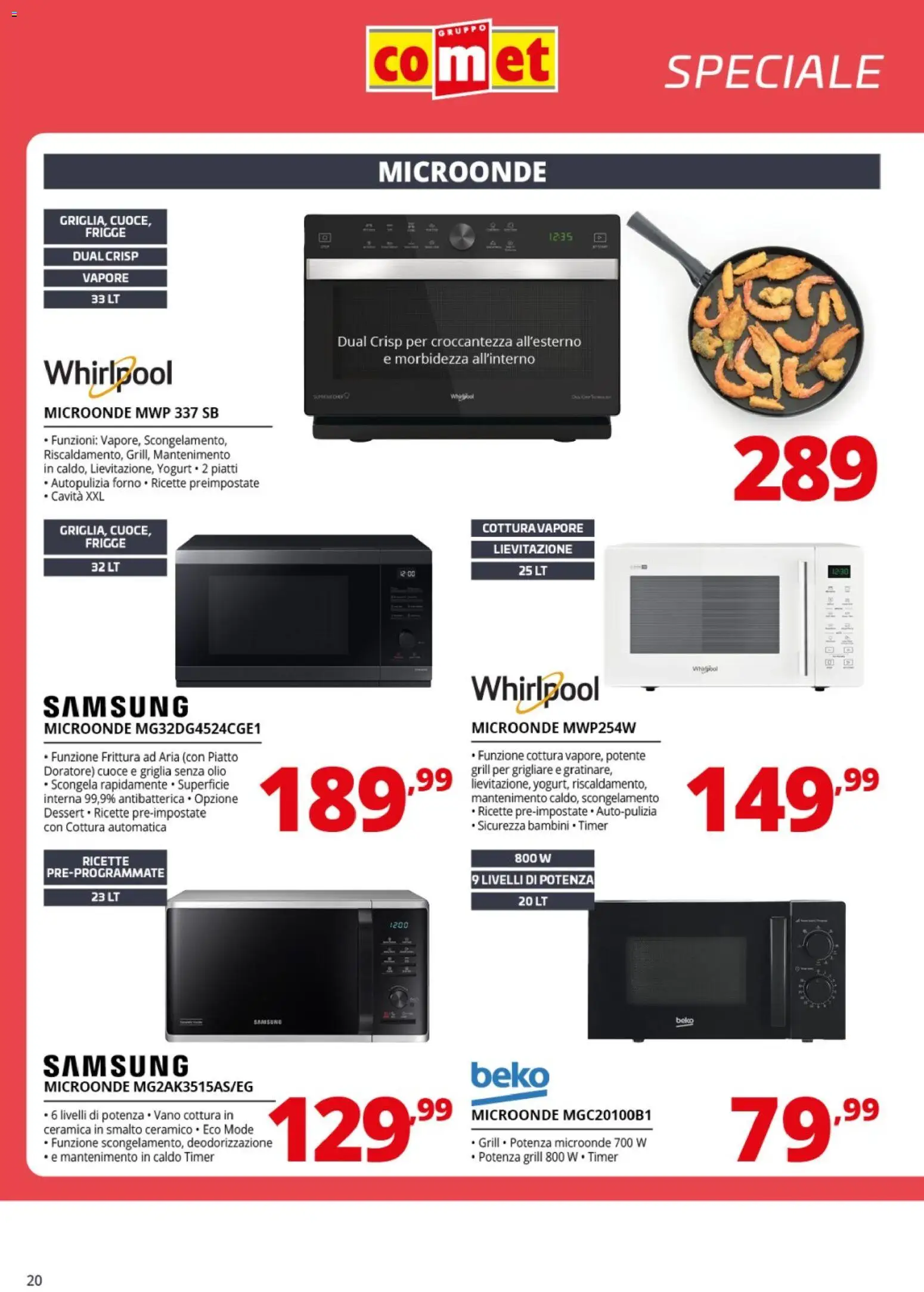 Volantino Comet del 10.04.2026 | Pagina: 20 | Prodotti: Microonde, Olio, Forno, Samsung