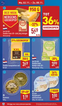 MOLENLAND Goudse kaas komijn stuk 48+, Molenland Goudse kaas komijn stuk 48+ Natuurgerijpt. 520 g. - Voorbeeld van een folder van Aldi, geldig van 02-11-2026 | Pagina: 10