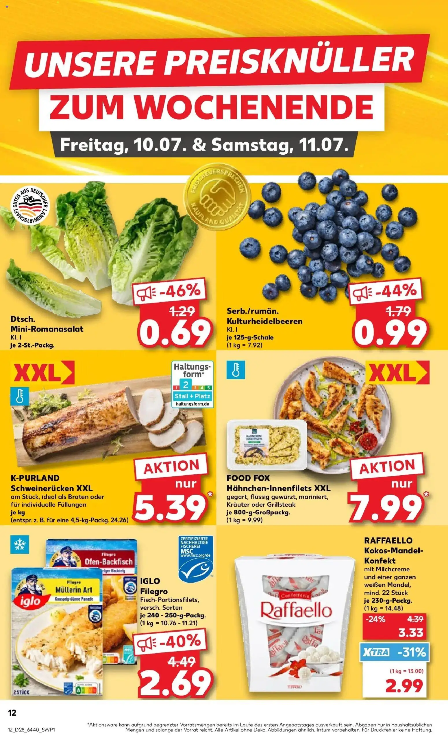 Kaufland Prospekt Oppenheim – gültig ab 09.07.2026 | Seite: 12 | Produkte: Raffaello, Iglo, Schweinerucken