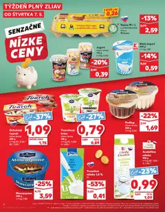 Kaufland leták platný od 07.05.2026 | Strana: 4 | Produkty: Mlieko, Vajcia, Krém, Tvaroh