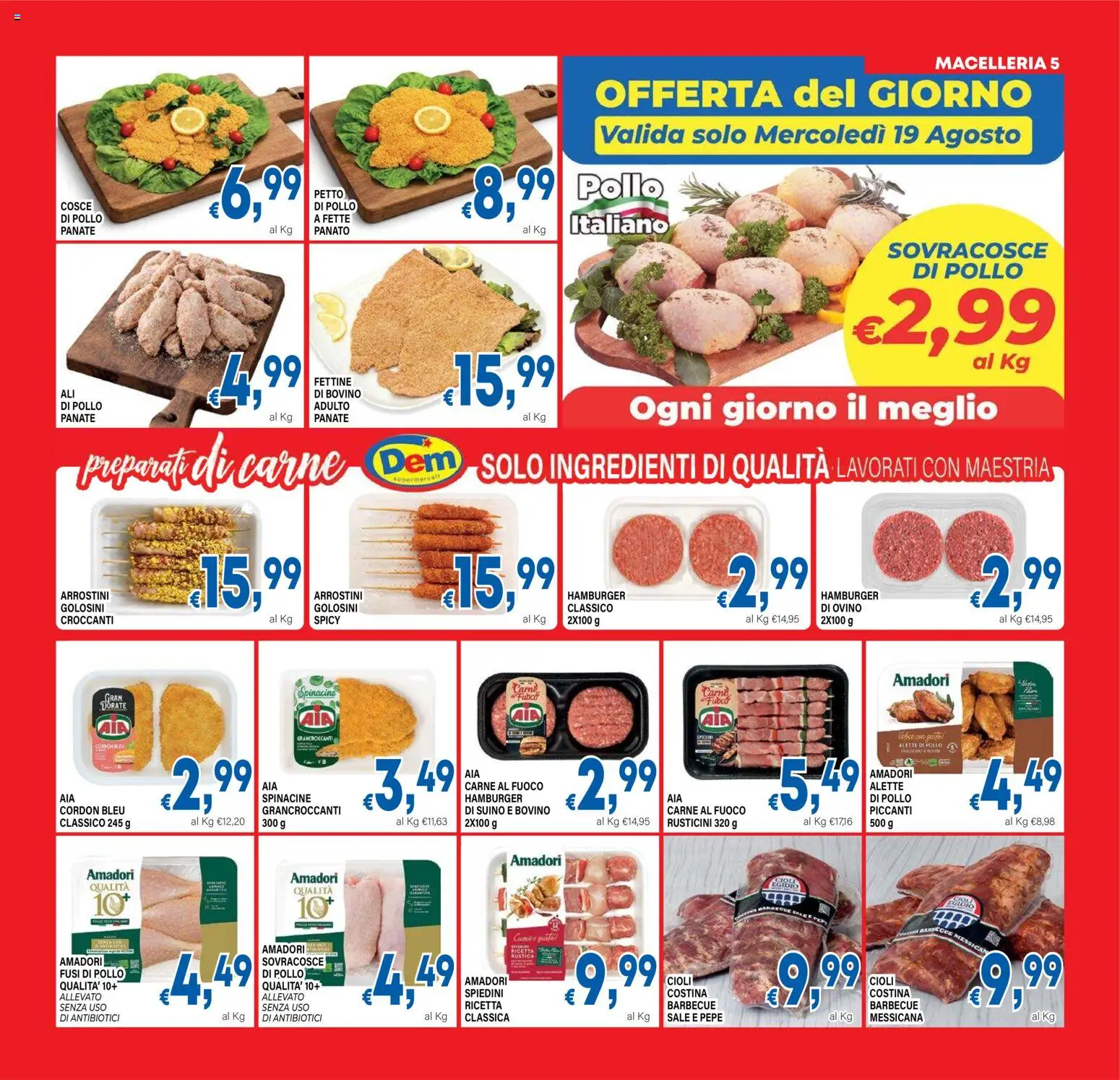 Volantino DEM del 12/08/2026 | Pagina: 5 | Prodotti: Pollo, Sale, Ovino, Cosce di pollo