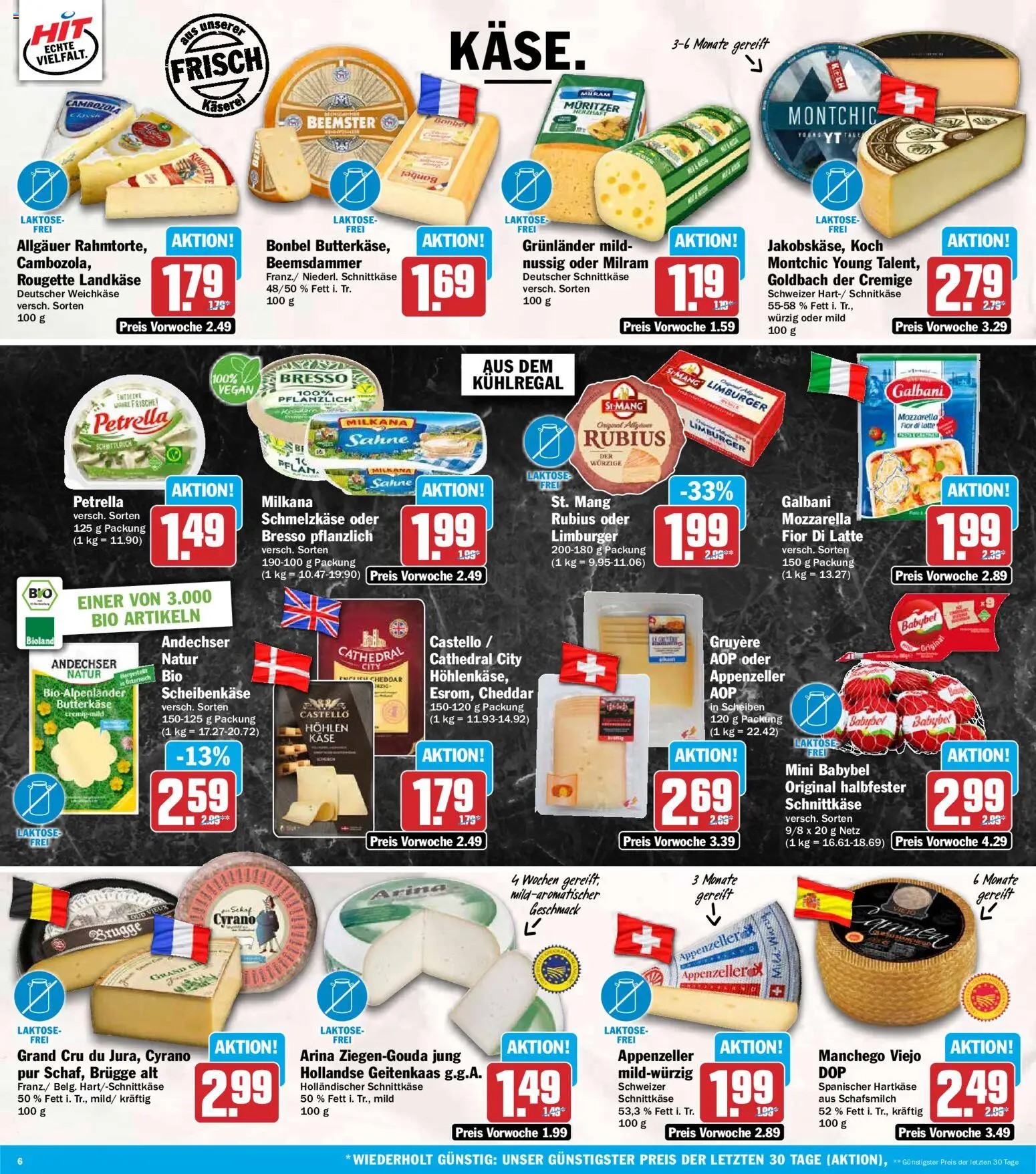 HIT Prospekt – gültig ab 07.09.2026 | Seite: 6 | Produkte: Käse, Bresso, Grunlander, Sahne