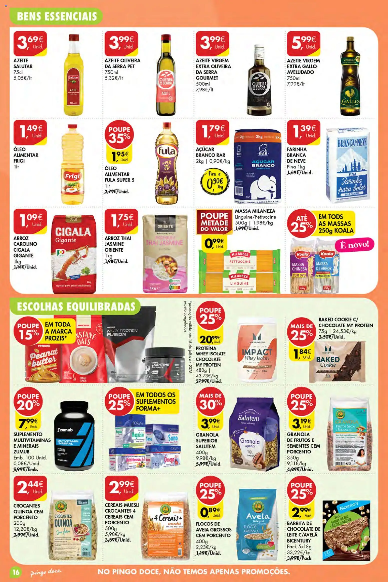 Pingo Doce Poupe Esta Semana Açores │ válido de 09/07/2026 | Página: 16 | Produtos: Pratos, Chocolate, Arroz, Whey protein