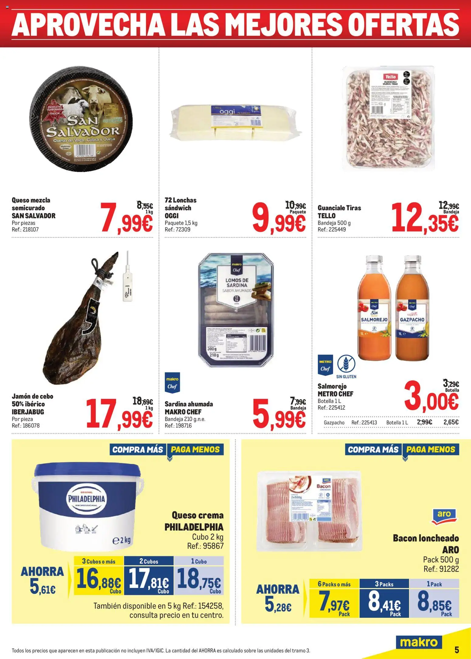 Makro Precios Sur │ válido desde el 01.06.2026 | Página: 5 | Productos: Queso, Jamón, Gazpacho, Bandeja