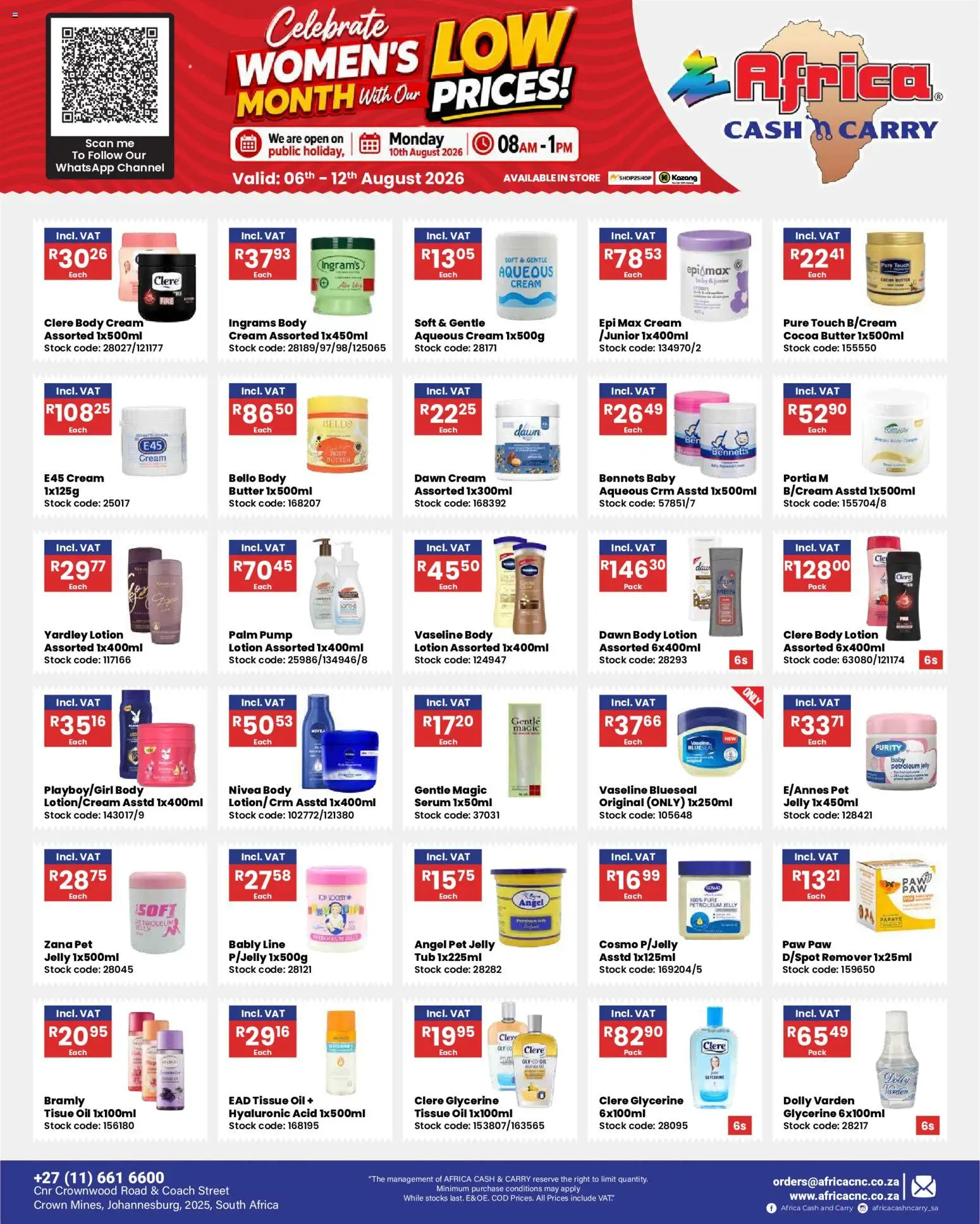 New Africa Cash & Carry catalogue – valid from 06/08/2026 | Page: 5 | Products: Tissue oil, Serum, Cream, Lotion