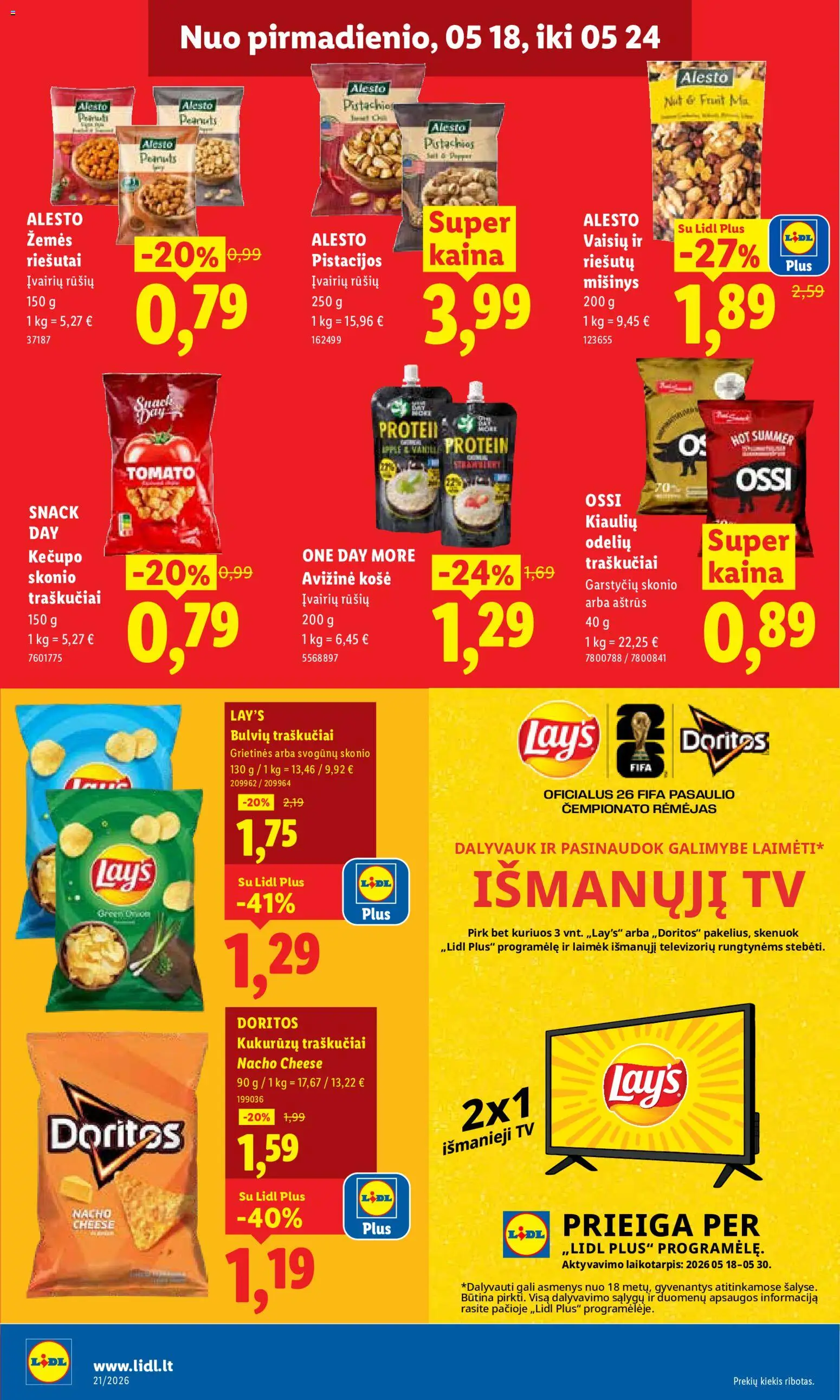 LIDL akcijos nuo 18.05.2026 | Puslapis: 18 | Prekių: Košė, Tv, Traškučiai, Pistacijos