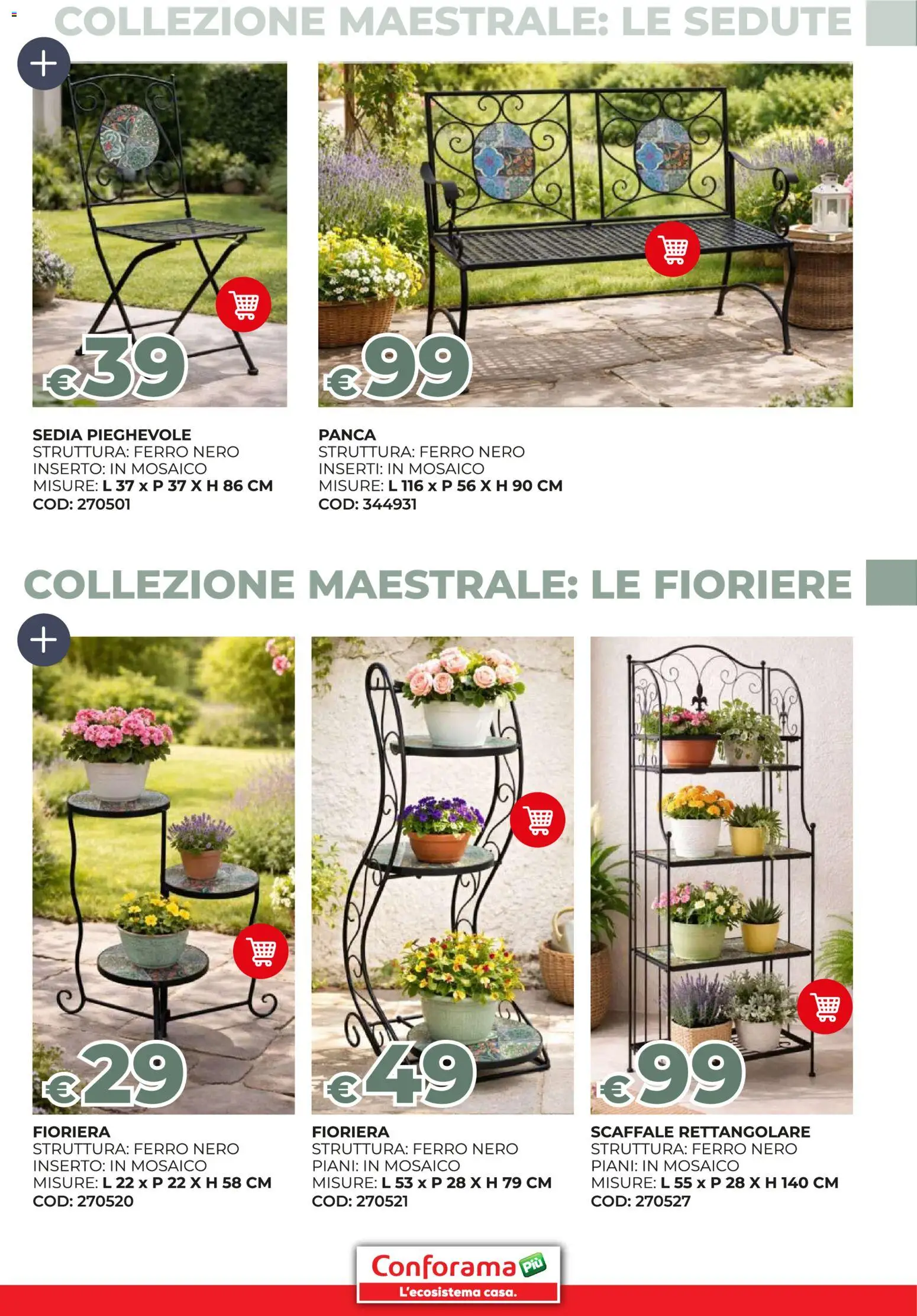 Volantino Conforama del 19/03/2026 | Pagina: 39 | Prodotti: Panca, Fioriera, Scaffale, Sedia