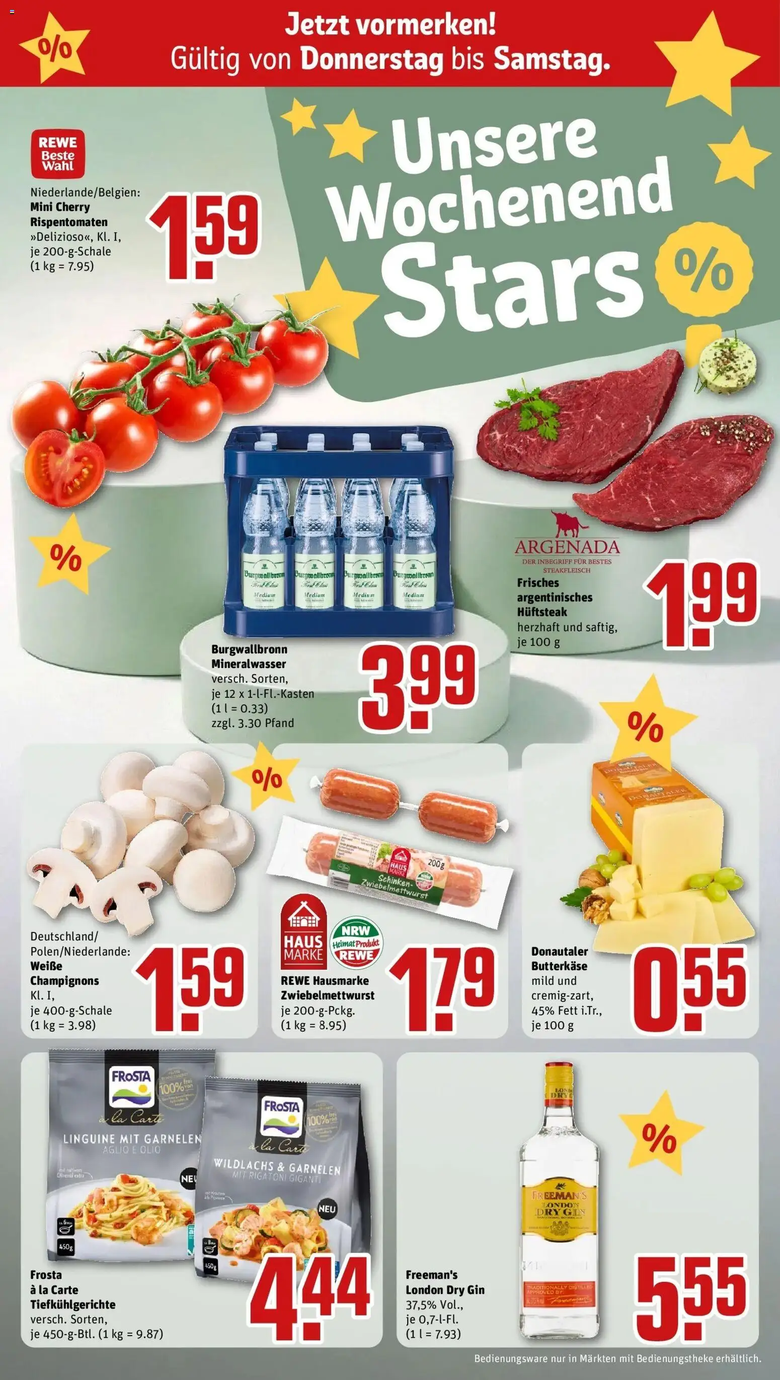 REWE Prospekt ab 14.09.2026 zum Blättern » Angebote | Seite: 30 | Produkte: Mineralwasser, Frosta, Champignons, Schinken