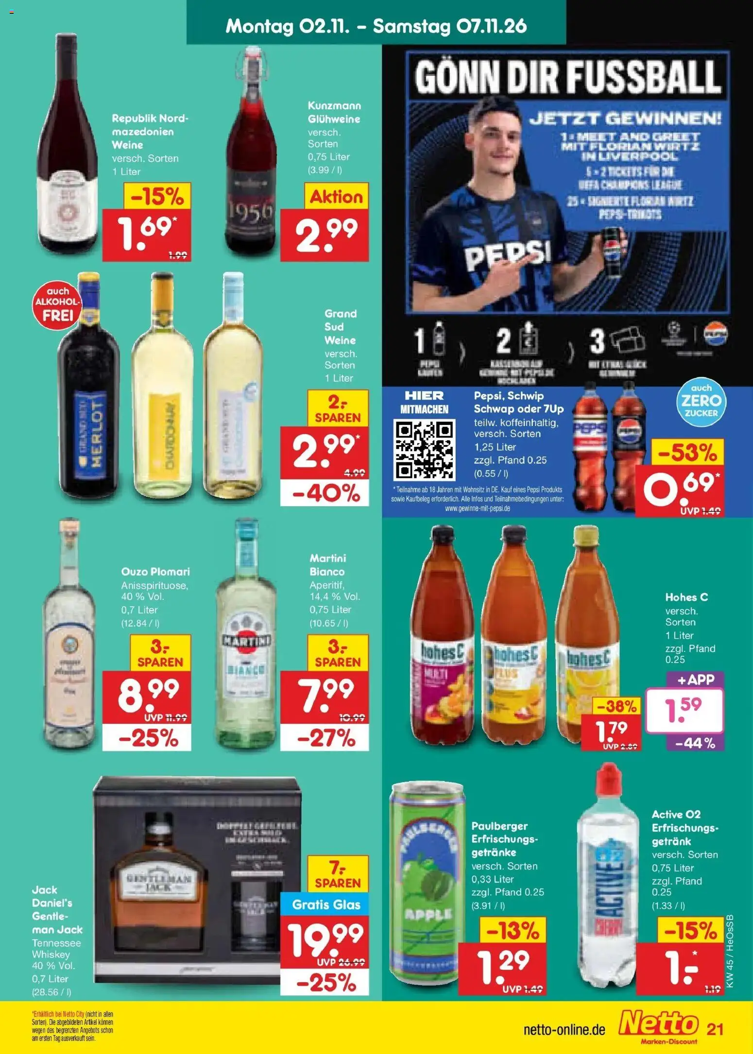 Netto Marken-Discount Prospekt Rostock (ab 02.11.2026) » Angebote | Seite: 35 | Produkte: Martini, Alkohol, Hohes c, Whiskey