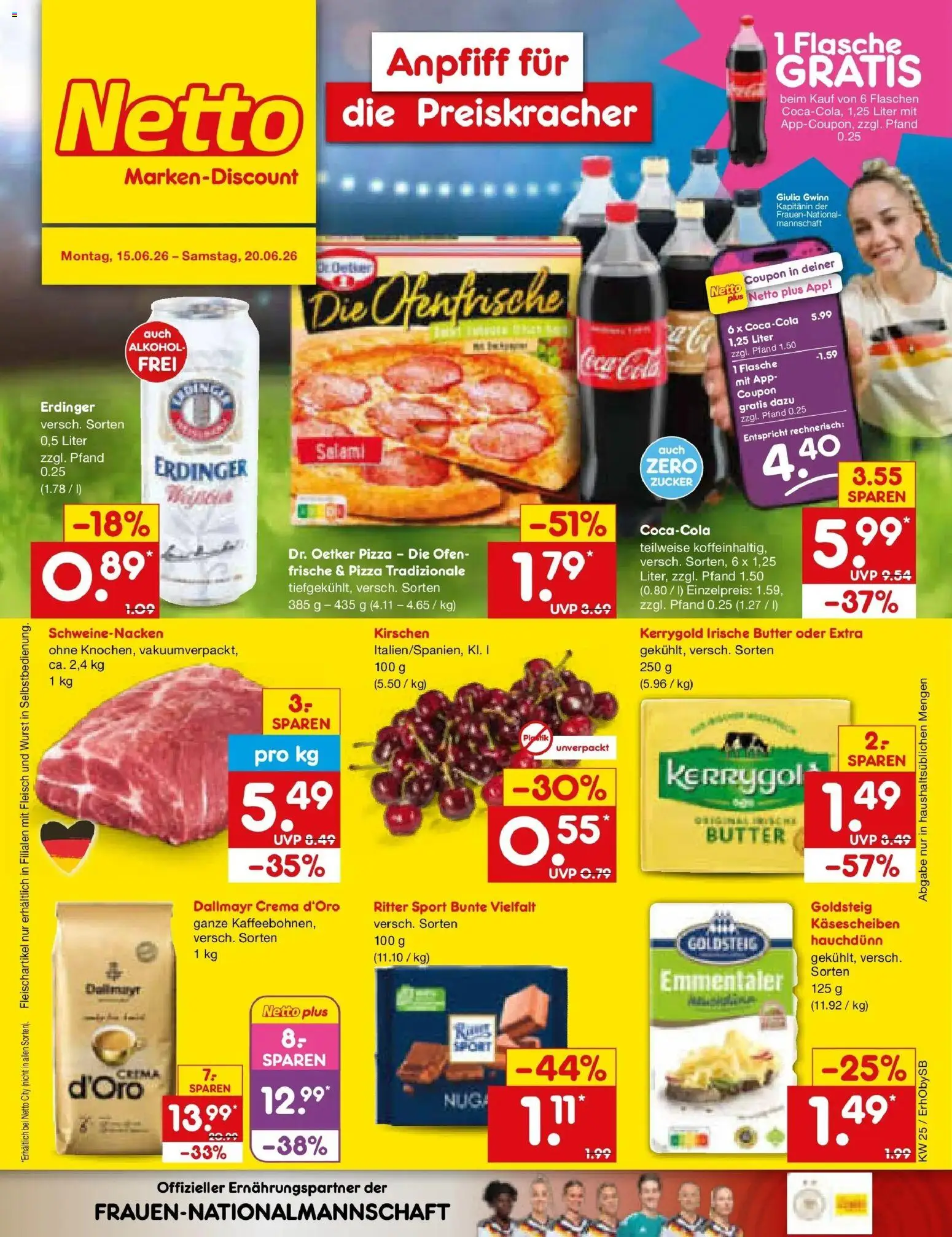 Netto Marken-Discount Prospekt Mauern – gültig ab 14.06.2026 | Seite: 1 | Produkte: Erdinger, Cola, Ritter sport, Wurst