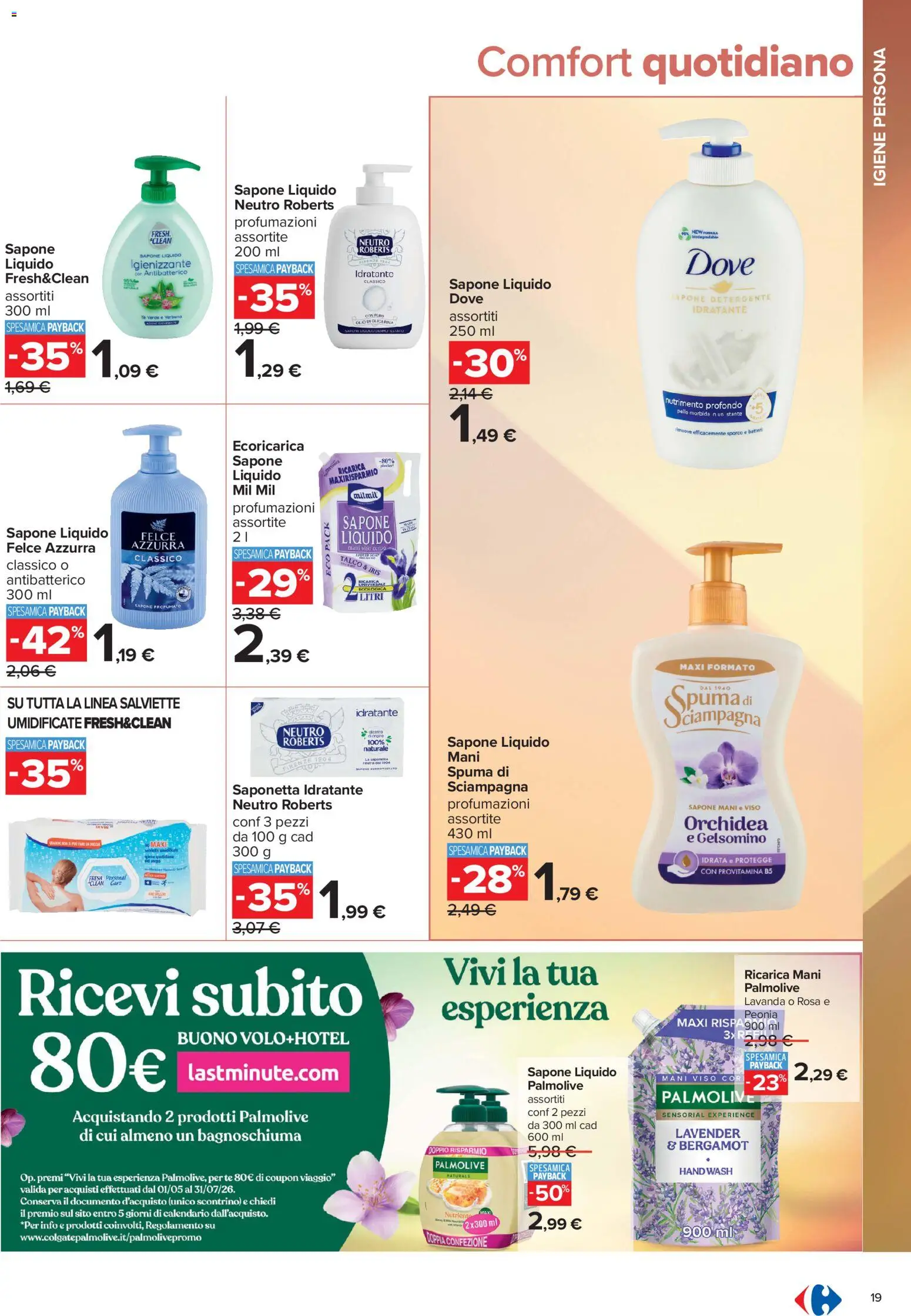 Volantino Carrefour del 10/07/2026 | Pagina: 19 | Prodotti: Bagnoschiuma, Detergente, Tè, Saponetta