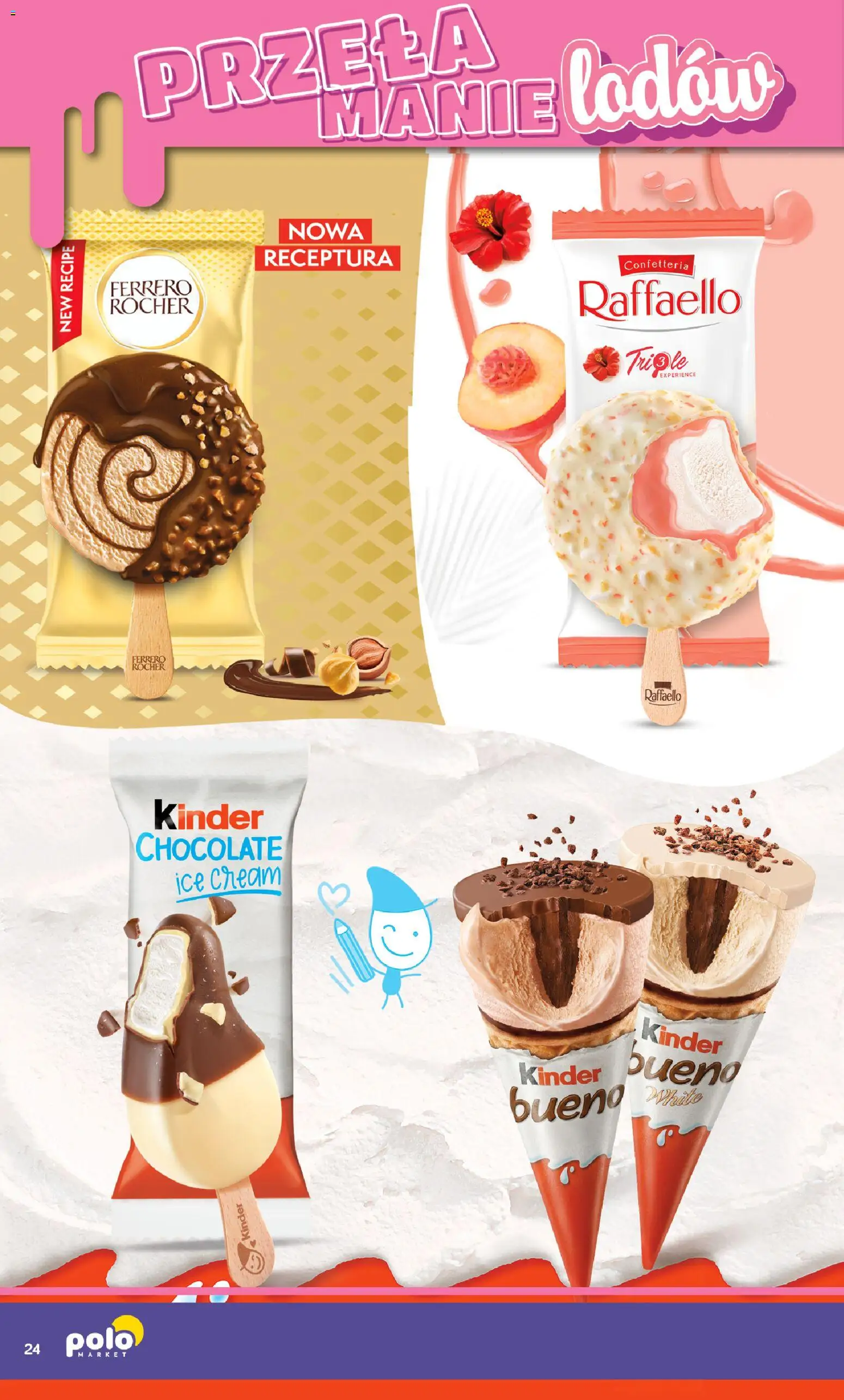 Nowa POLOmarket gazetka od jutra 30.04.2026 | Strona: 24 | Produkty: Raffaello, Kinder Bueno, Ferrero rocher, Kinder Chocolate
