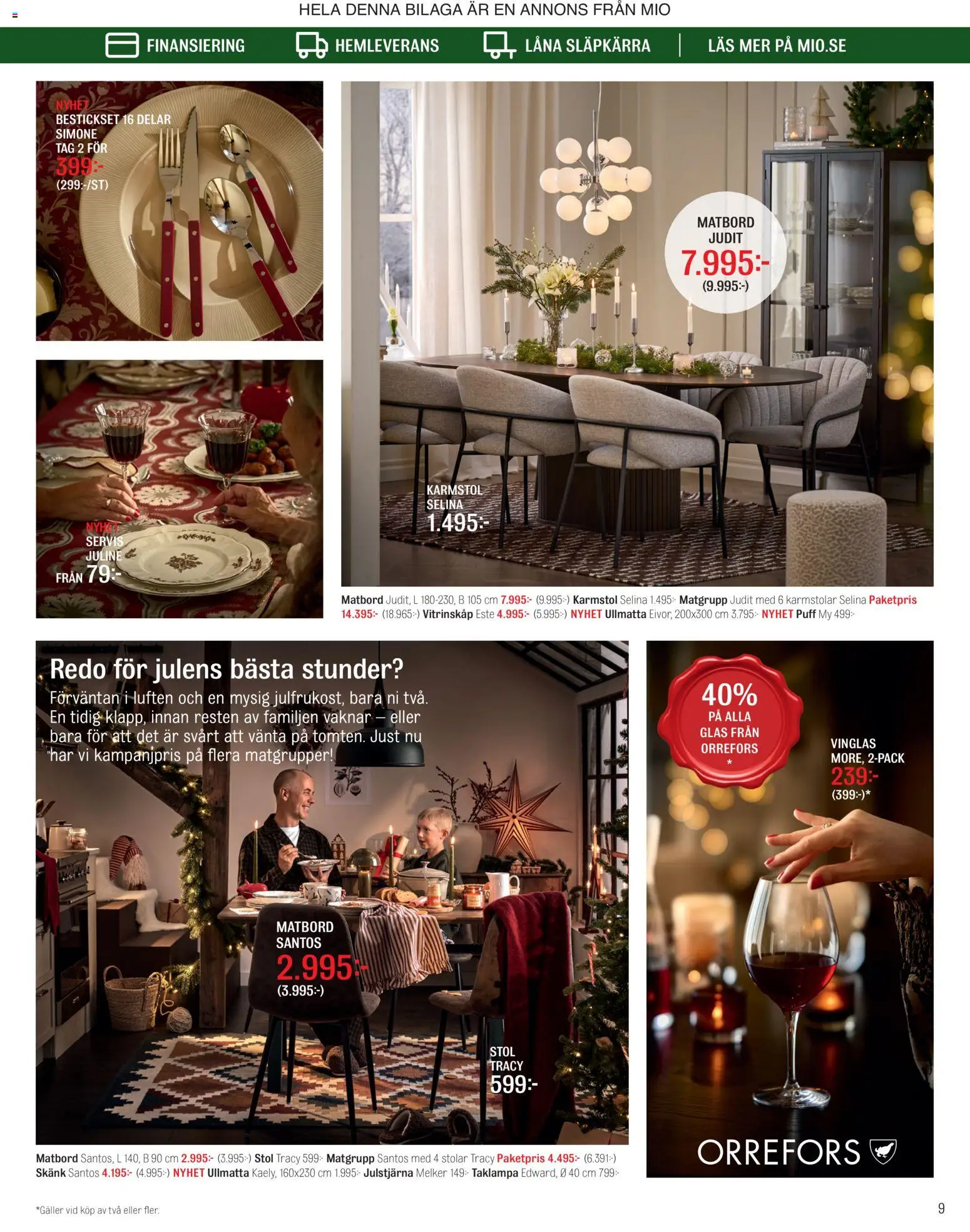 Mio reklamblad aktuell från 20/10/2026 | Sida: 9 | Produkter: Matgrupp, Stol, Skänk, Glas