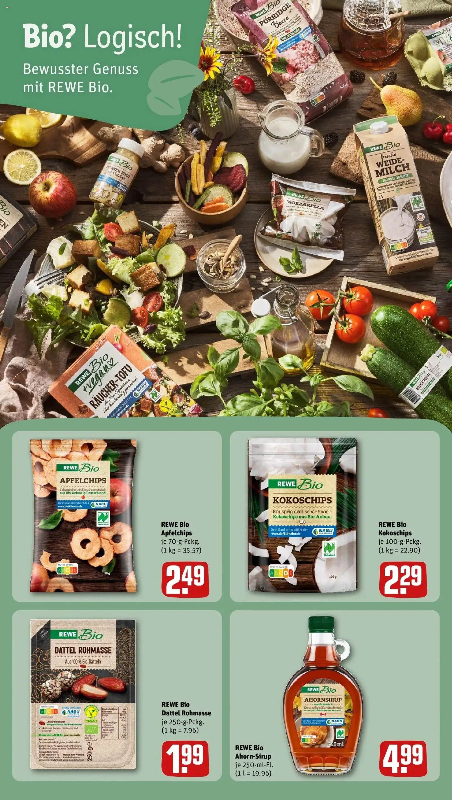 REWE Prospekt ab 24.08.2026 zum Blättern » Angebote | Seite: 14 | Produkte: Milch, Mozzarella, Dattel, Zucchini