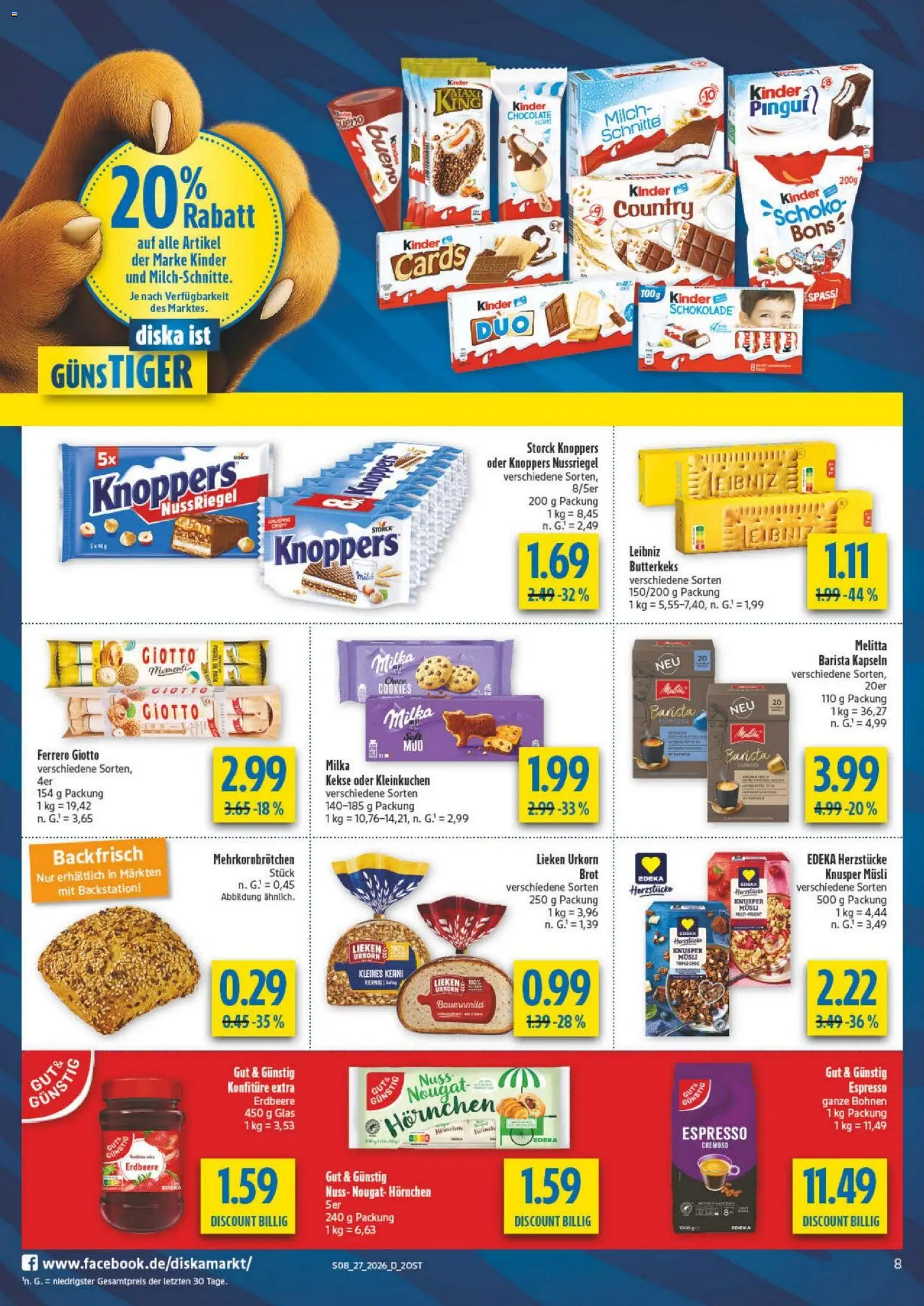 Diska - Diska Angebote Sachsen-Thüringen KW27 – gültig ab 29.06.2026 | Seite: 12 | Produkte: Schokolade, Milka, Knoppers, Brot