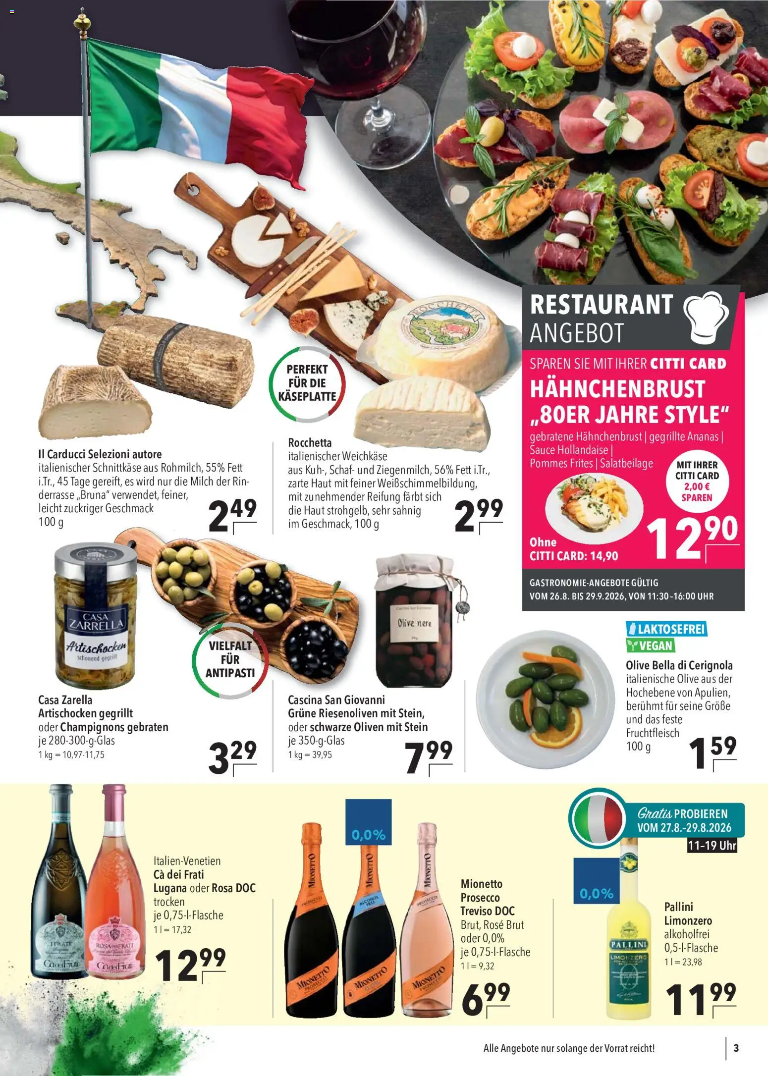 CITTI Markt Prospekt – gültig ab 26.08.2026 | Seite: 3 | Produkte: Milch, Champignons, Prosecco, Uhr