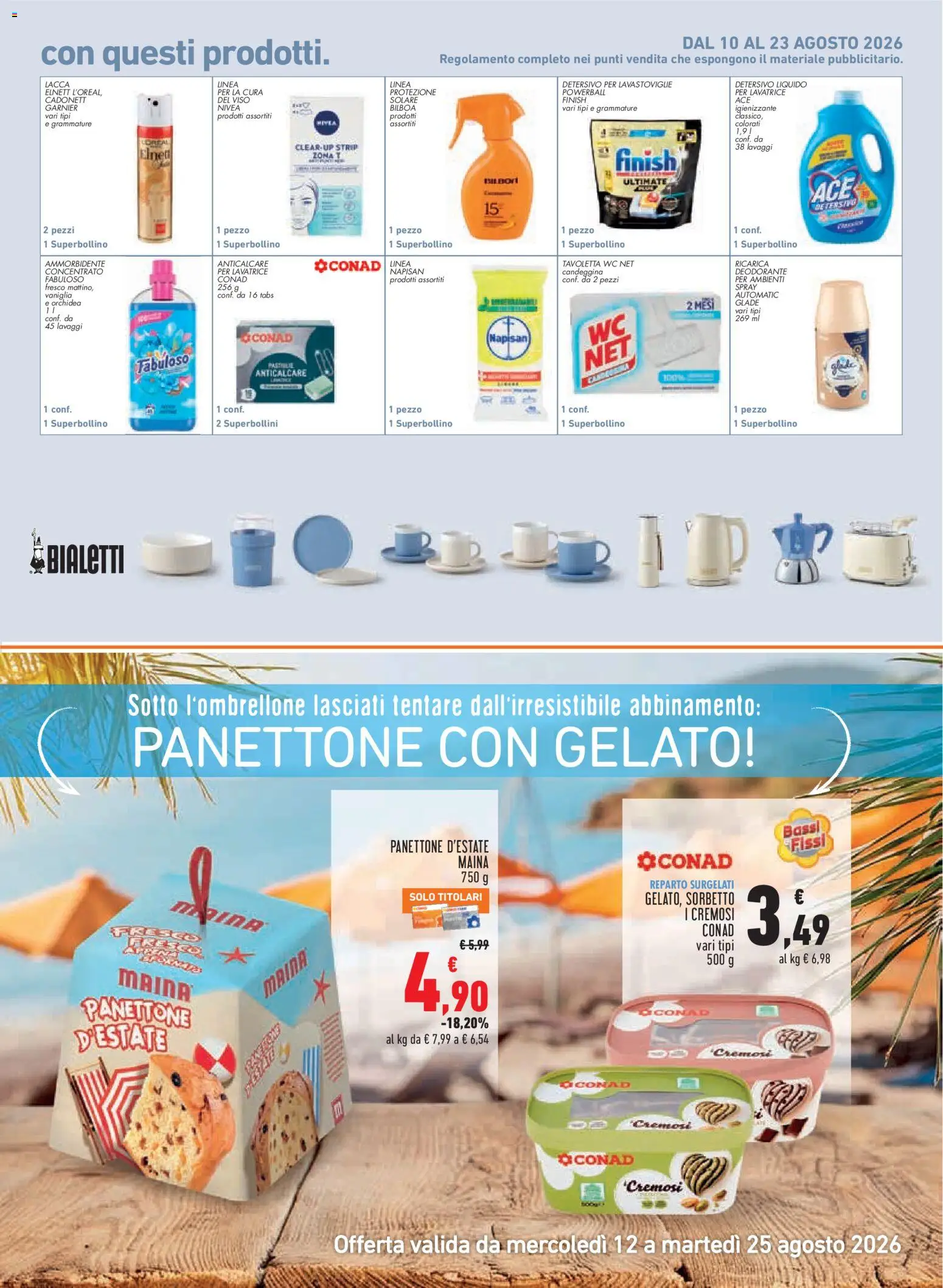 Volantino Conad del 12/08/2026 | Pagina: 15 | Prodotti: Deodorante, Ammorbidente, Anticalcare, WC