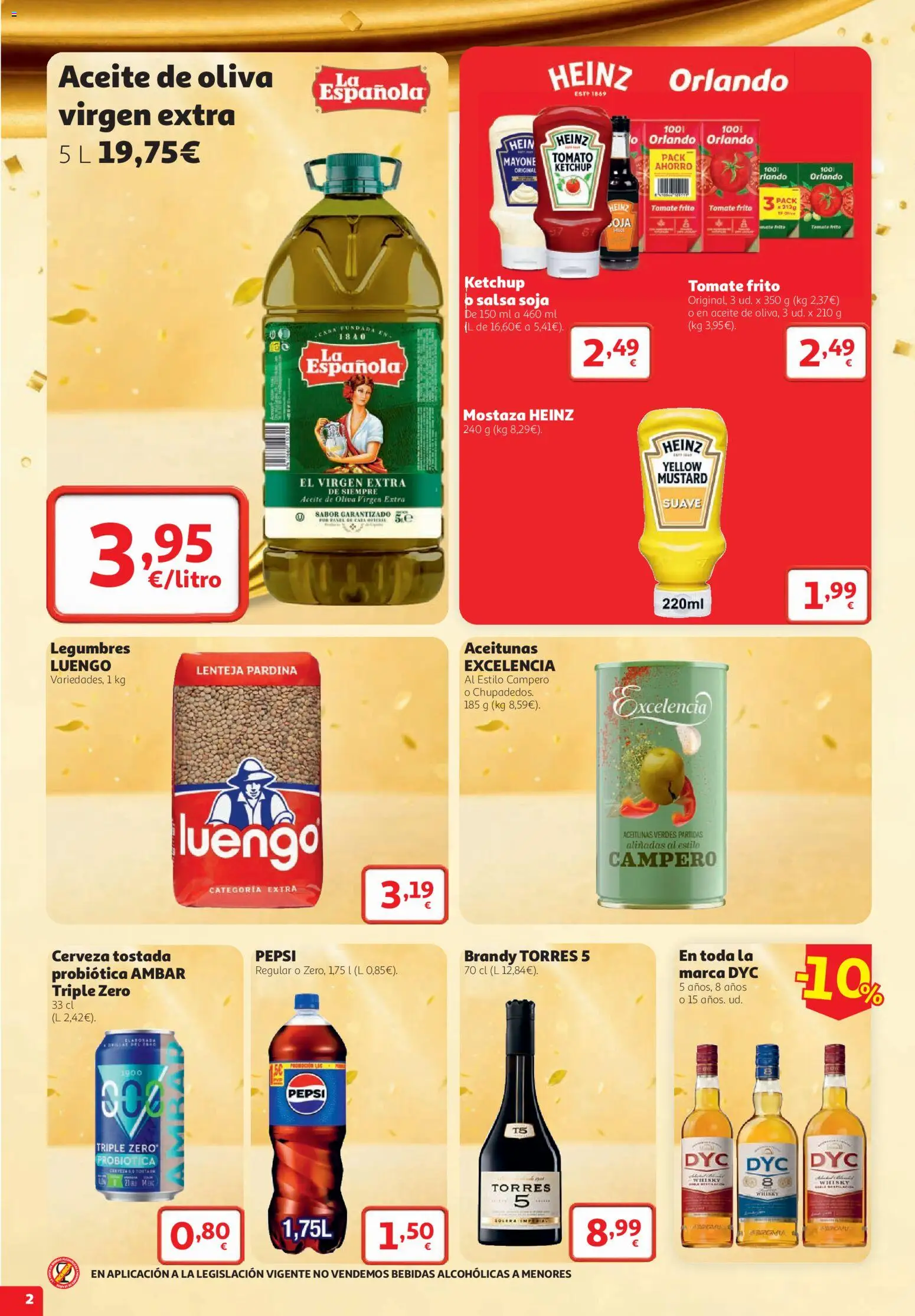 Alcampo Supermercado │ válido desde el 22/10/2026 | Página: 2 | Productos: Aceitunas, Whisky, Aceite de oliva virgen extra, Bebidas