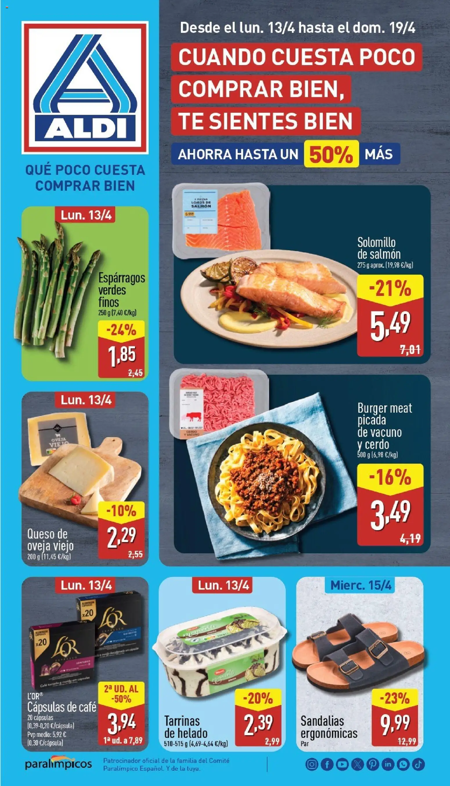 Aldi folleto Baleares │ válido desde el 13.04.2026 | Página: 1 | Productos: Queso de oveja, Sandalias, Té, Helado