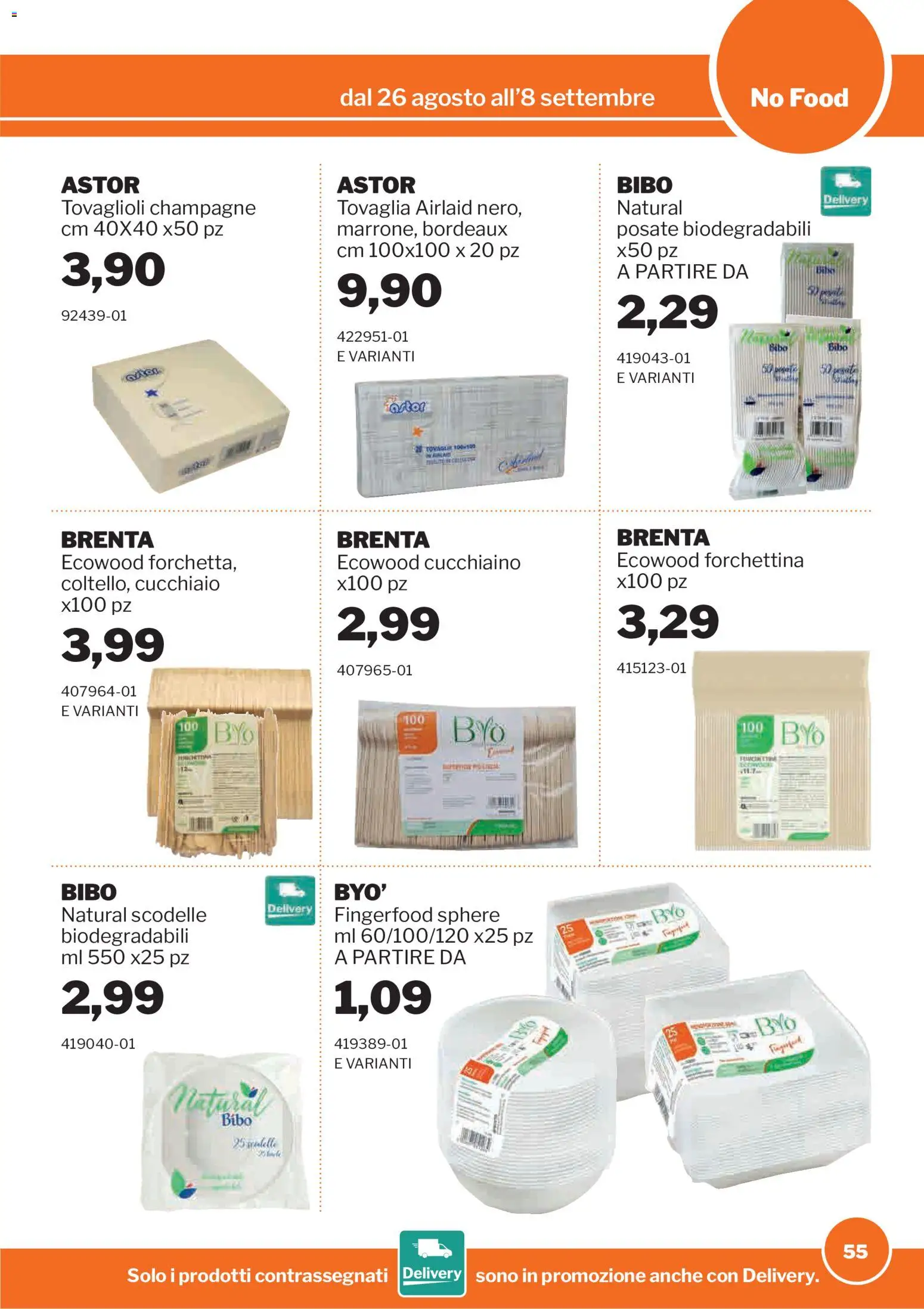 Volantino Sogegross del 26/08/2026 | Pagina: 55 | Prodotti: Posate, Champagne, Tovaglia
