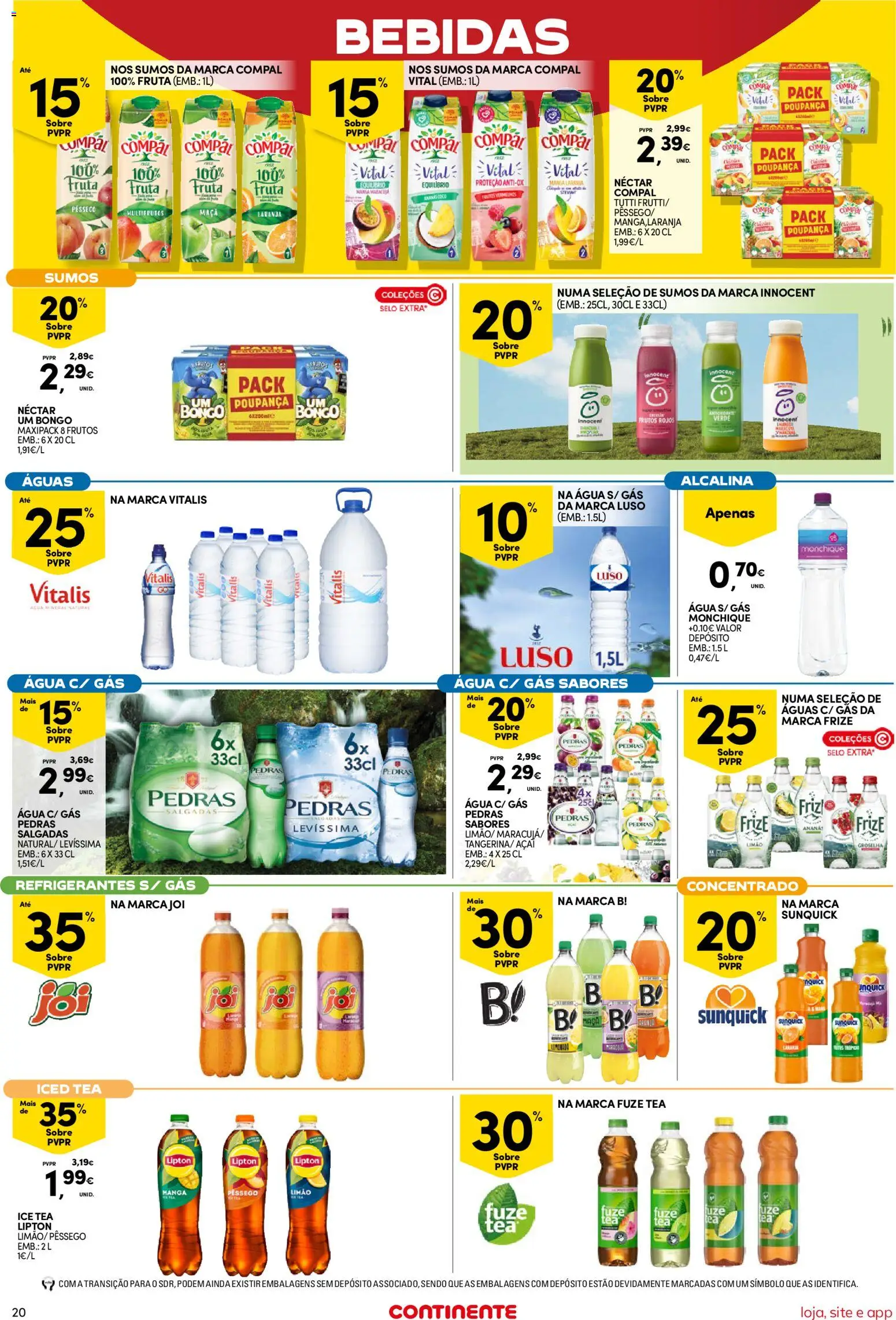 Continente Semanal Continente Bom Dia │ válido de 28/07/2026 | Página: 20 | Produtos: Agua, Açai, Maça