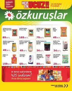 14 Eylül 2026 tarihinden itibaren geçerli olan Özkuruşlar kataloğu önizlemesi | Sayfa: 3 | Ürünler: Krem, Mercimek, Pirinç, Profiterol