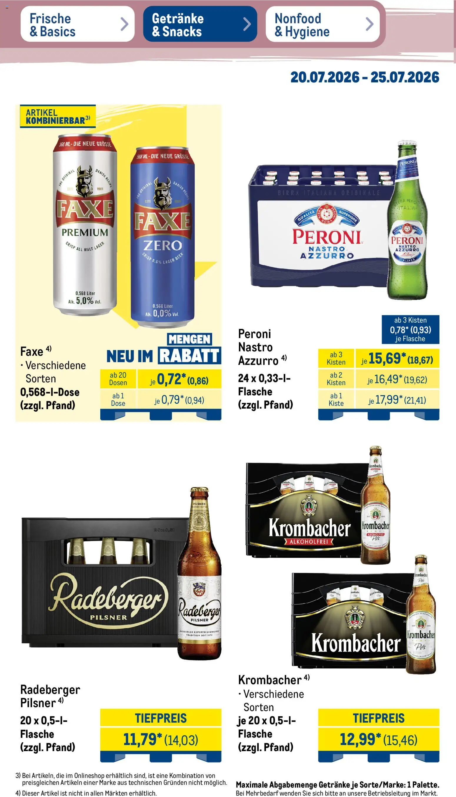 Metro Prospekt – gültig ab 20.07.2026 | Seite: 30 | Produkte: Pils, Krombacher, Radeberger pilsner