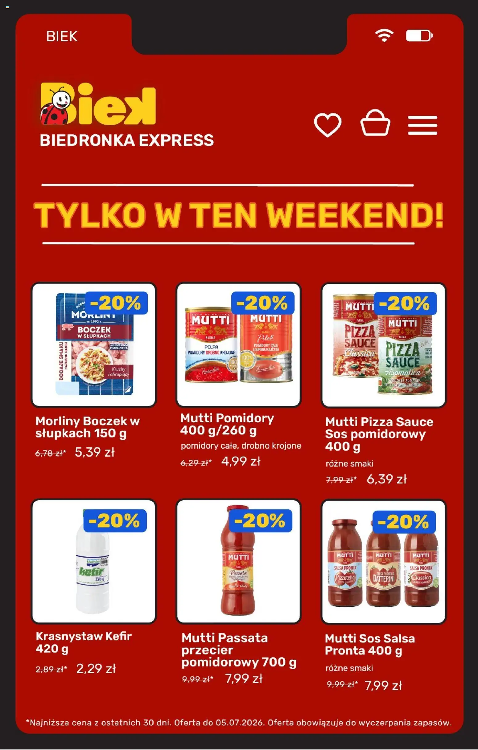 Biedronka gazetka - Biek od 03.07.2026 | Strona: 6 | Produkty: Boczek, Pizza, Pomidory, Sos