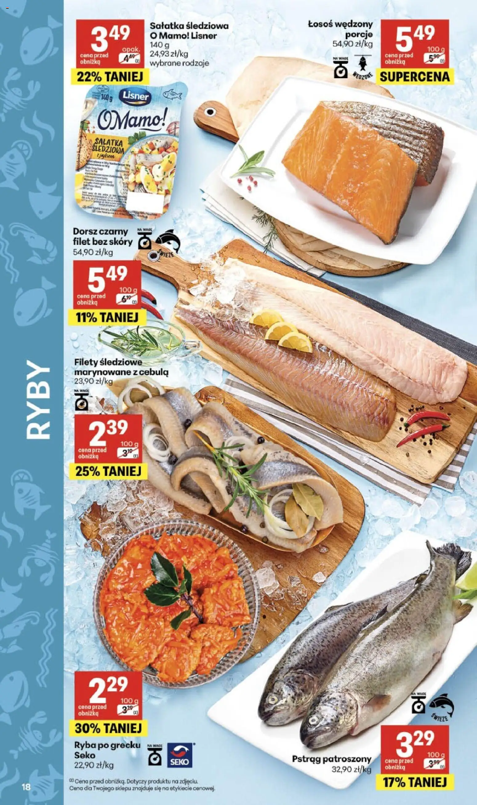 Delikatesy Centrum gazetka - Sklepy Własne od 21.05.2026 | Strona: 18 | Produkty: Łosoś wędzony, Łosoś, Dorsz czarny, Ryba