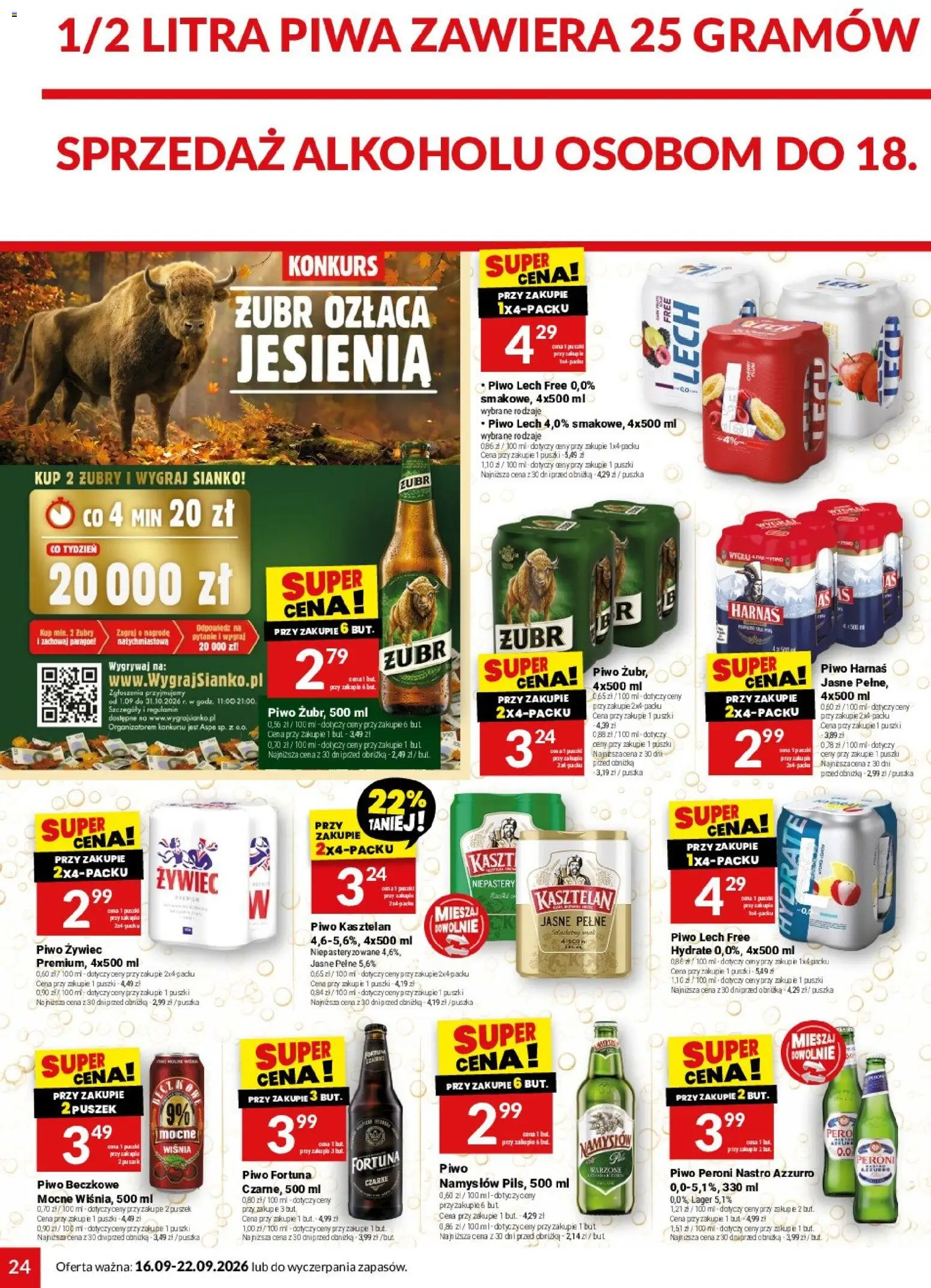 Twój Market gazetka od 16.09.2026 | Strona: 24 | Produkty: Lech, Piwo kasztelan, Piwo Harnaś, Piwo