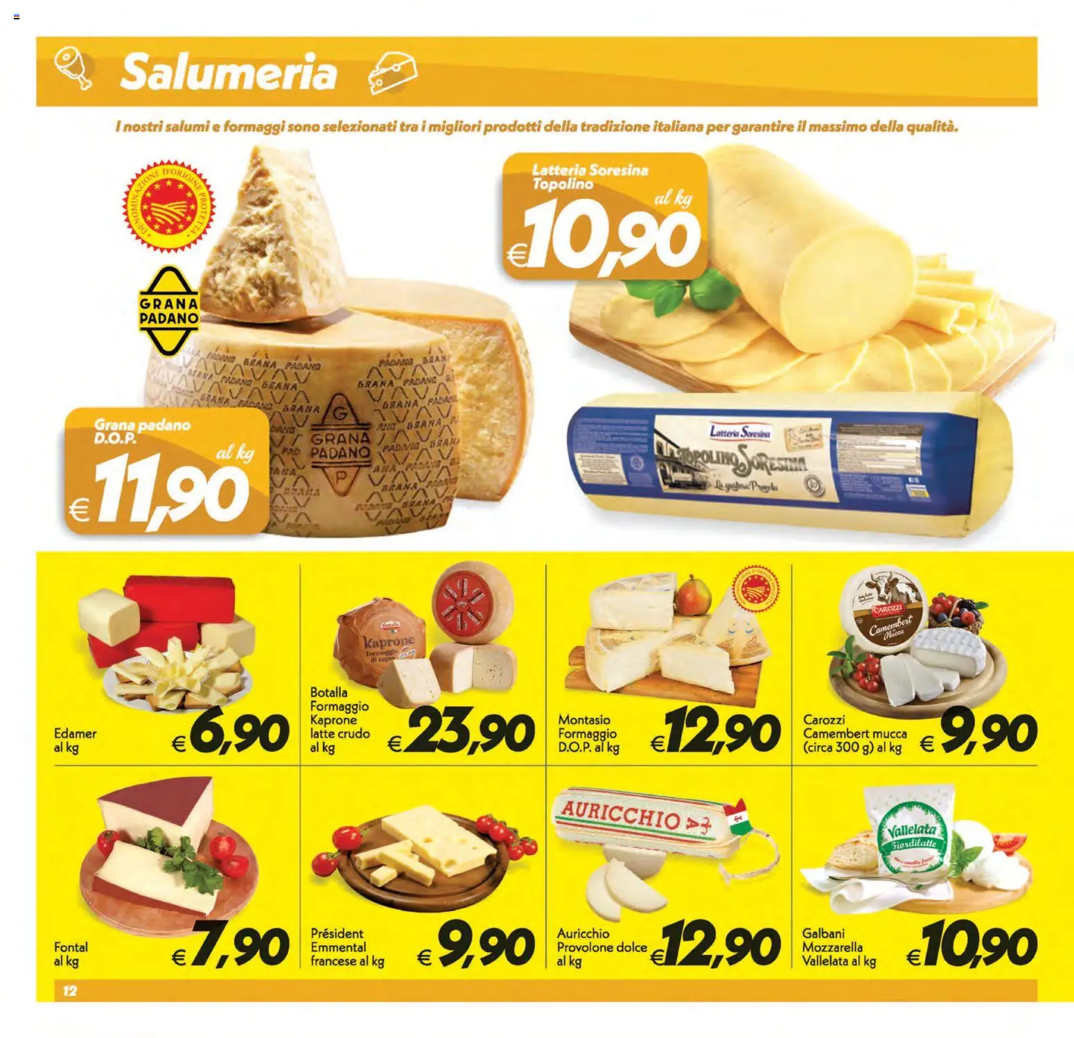 Volantino SuperConveniente del 01/09/2026 | Pagina: 12 | Prodotti: Camembert, Mozzarella, Formaggio di capra, Emmental