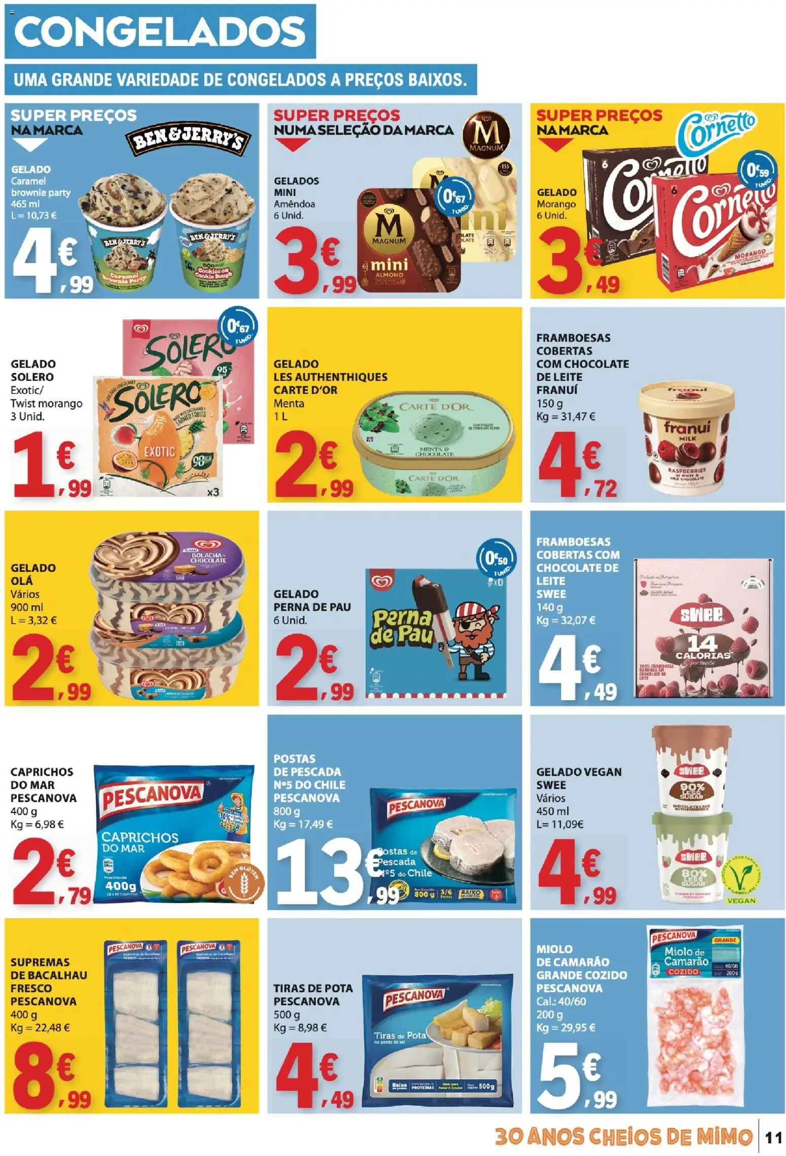 E.Leclerc folheto │ válido de 27/08/2026 | Página: 11 | Produtos: Pescada, Brownies, Sal, Leite