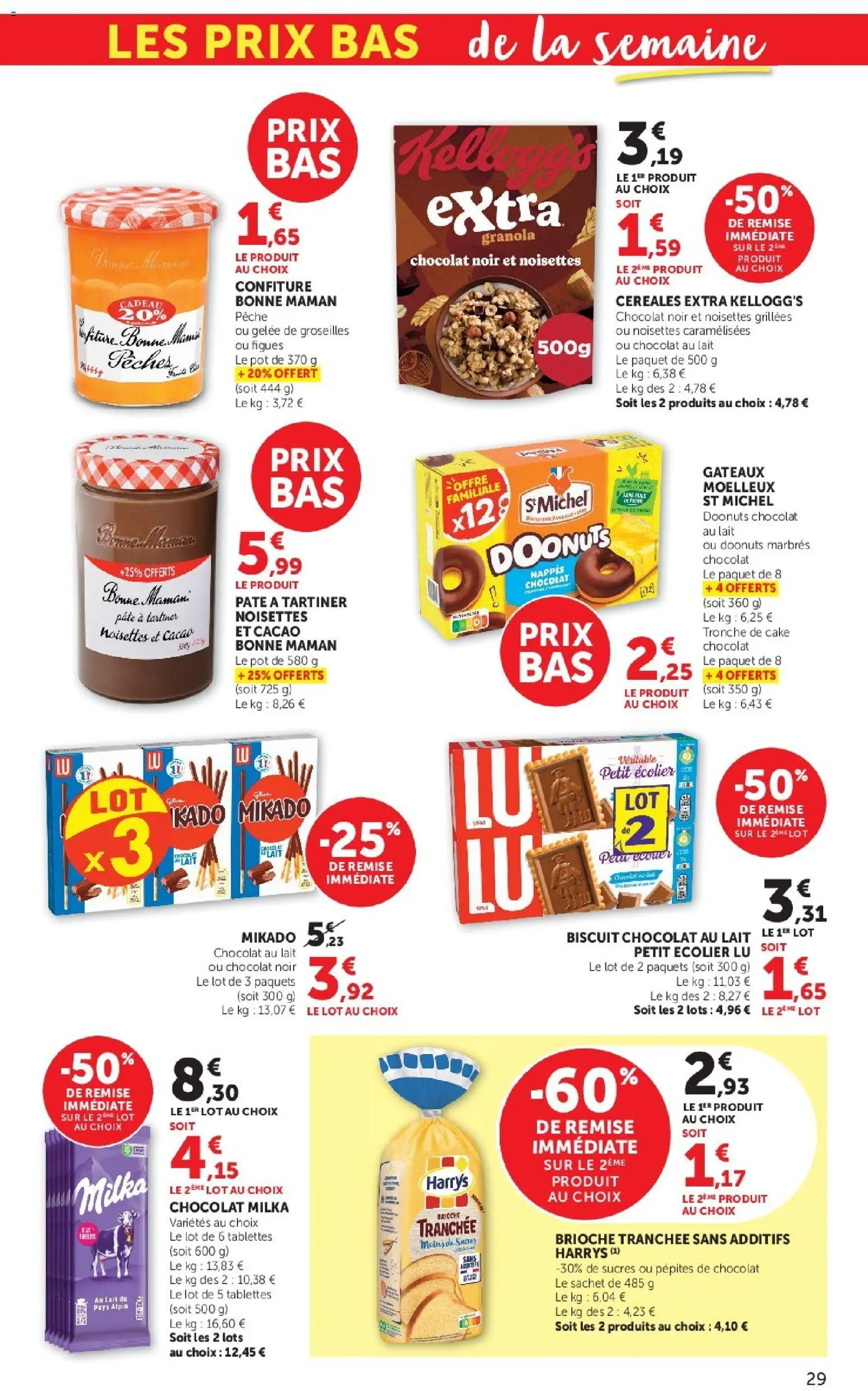 {H1} | Page: 29 | Produits: Pâte à tartiner, Lait, Céréales, Gelée