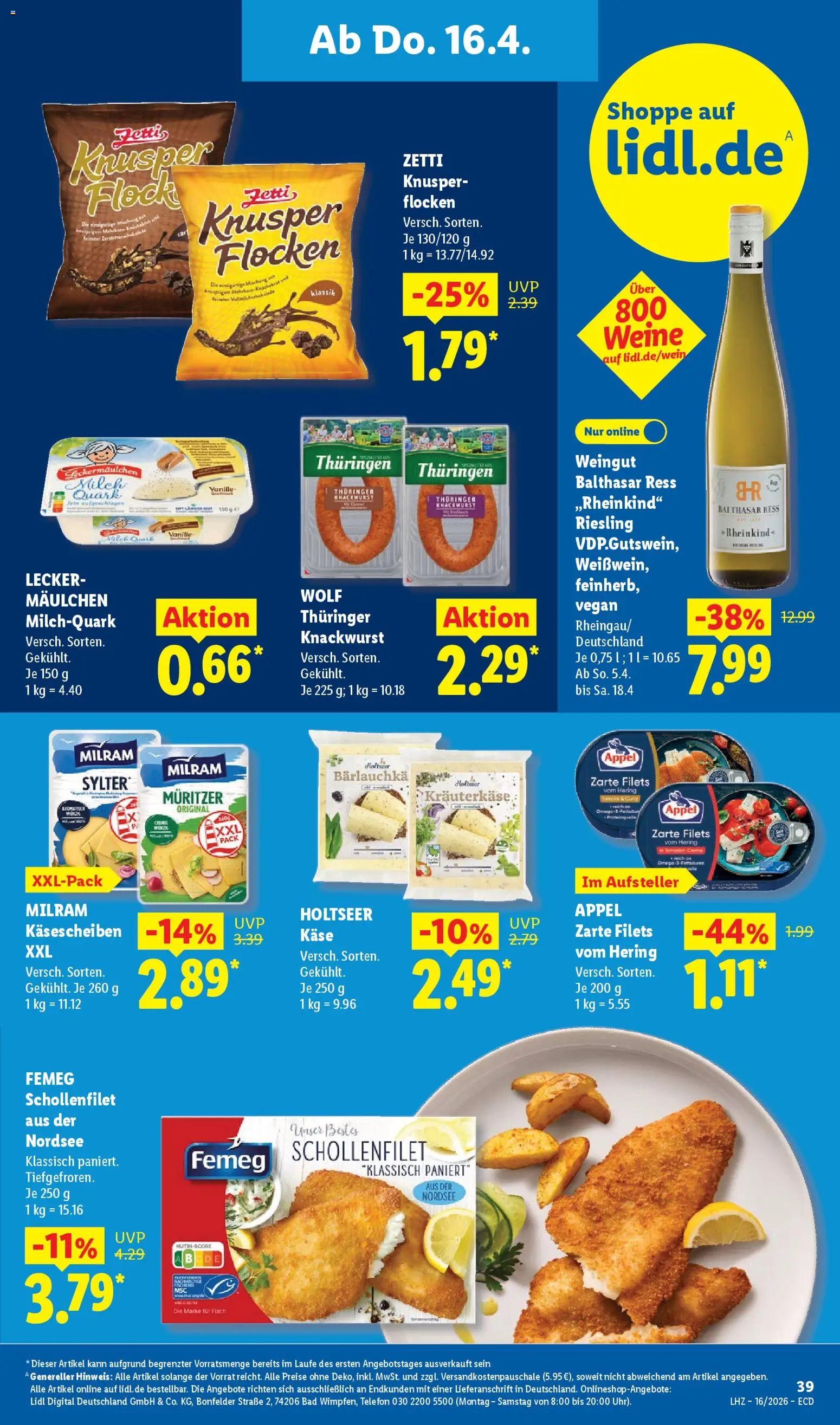 Lidl Prospekt – gültig ab 13.04.2026 | Seite: 61 | Produkte: Milch, Käse, Flocken, Telefon