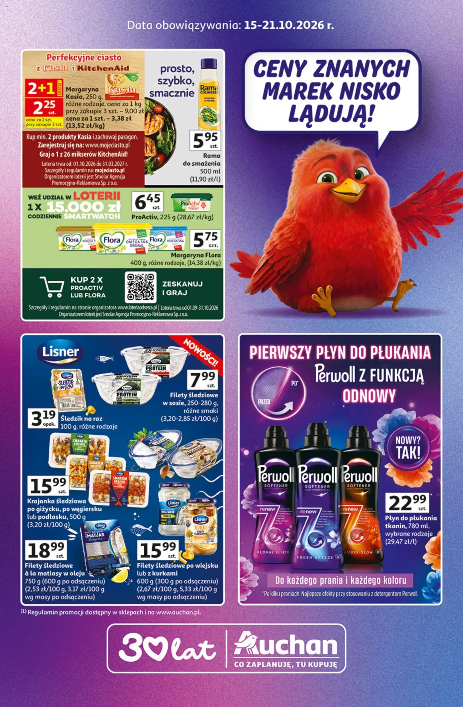 Auchan gazetka - Znane marki od 15.10.2026 | Strona: 1 | Produkty: Margaryna kasia, Rama, Omega, Margaryna
