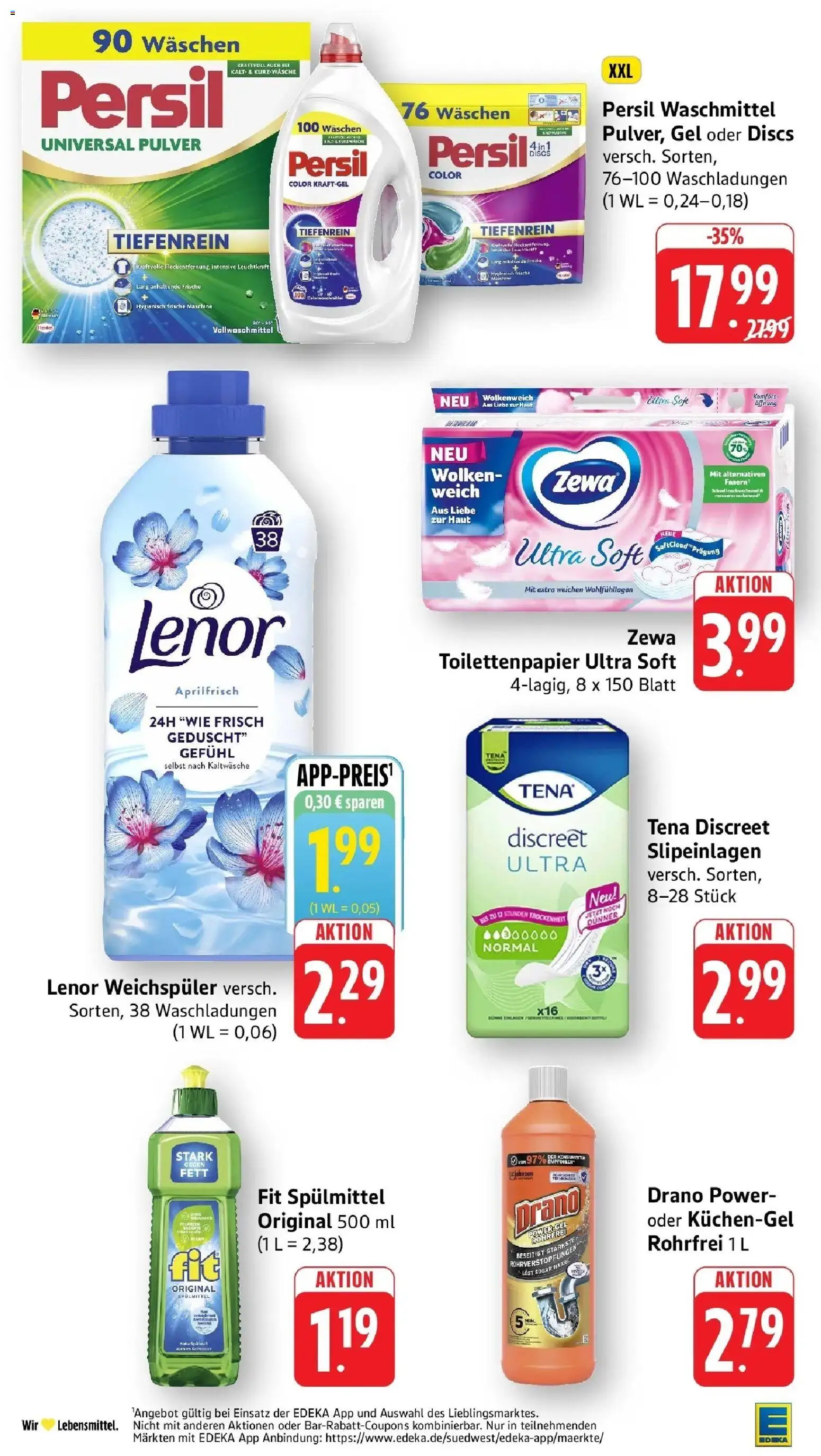 Edeka Prospekt Vaihingen-Kleinglattbach (ab 31.08.2026) » Angebote Online | Seite: 38 | Produkte: Lenor, Zewa, Weichspüler, Persil