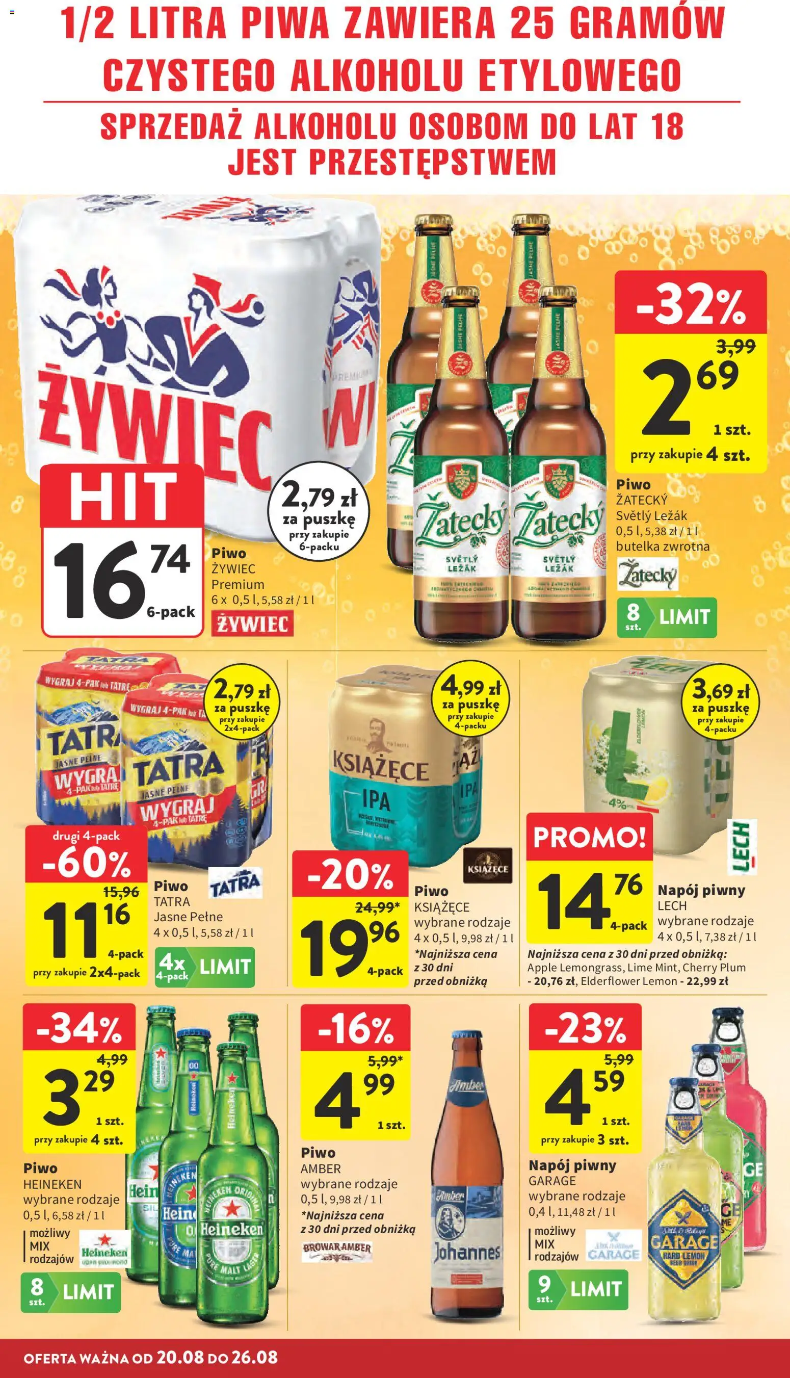 Intermarche gazetka od 20.08.2026 | Strona: 34 | Produkty: Lech, Piwo, Piwo zatecky, Heineken
