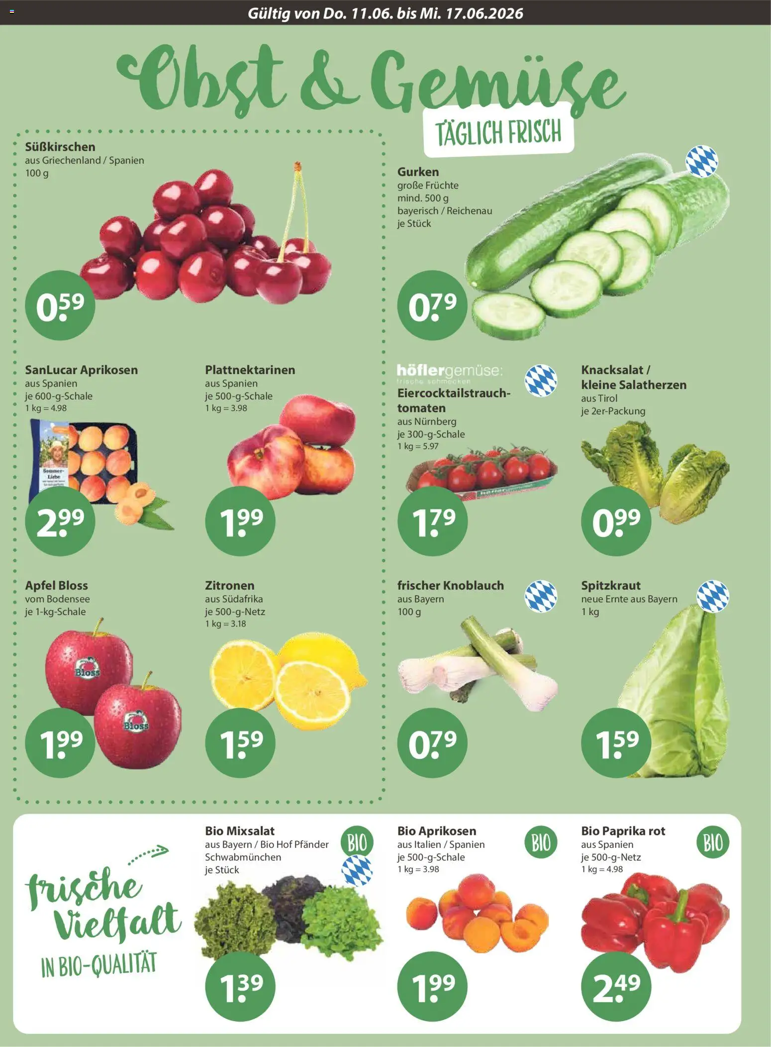 V-Markt Schwaben / Oberbayern – gültig ab 11.06.2026 | Seite: 4 | Produkte: Äpfel, Tomaten, Knoblauch, Zitronen