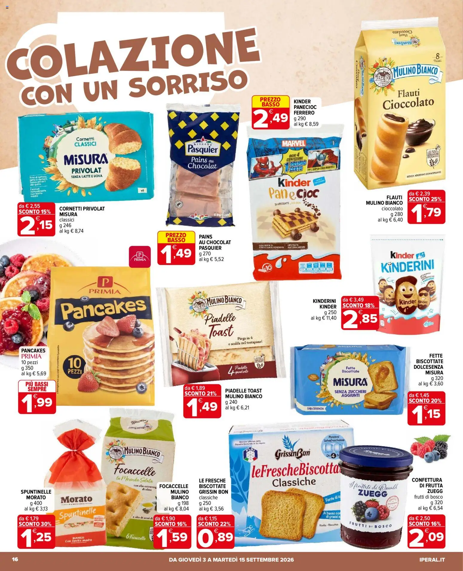 Volantino Iperal del 03/09/2026 | Pagina: 16 | Prodotti: Olio di semi, Pane, Latte, Olio