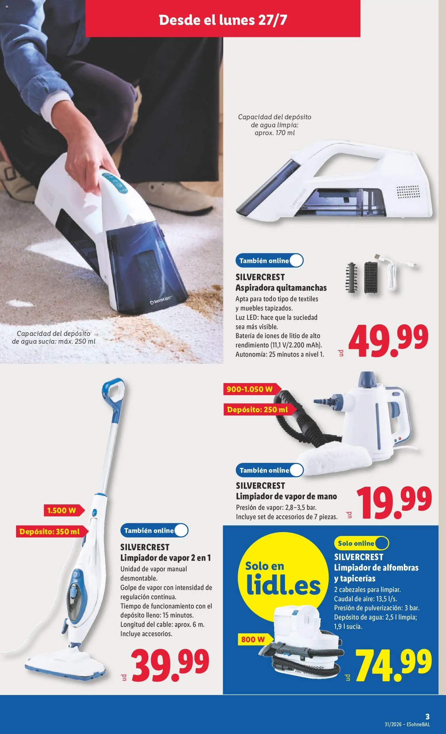 Lidl folleto de bazar │ válido desde el 27/07/2026 | Página: 11 | Productos: Quitamanchas, Cable, Aspiradora, Batería